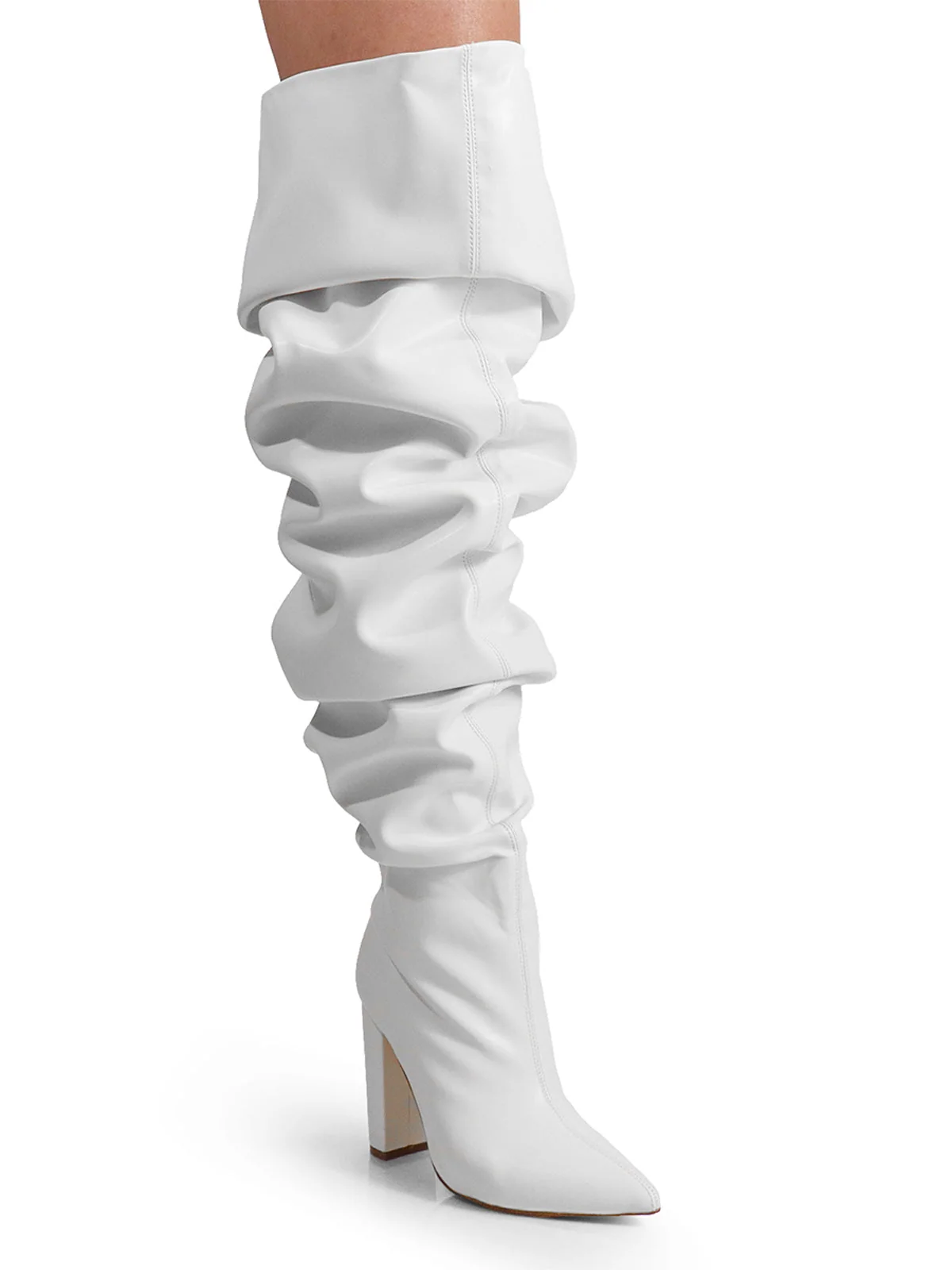 Lee Slouchy Boots in White with an Extended Length