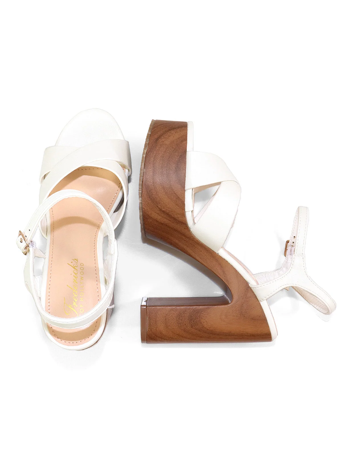 Andaz Heel Sandal with Crisscross Straps in White