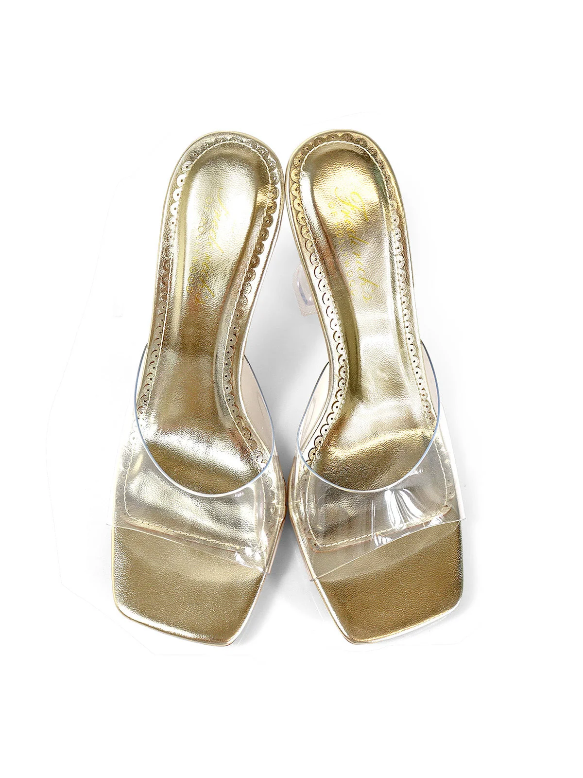 Honey Mule Gold Heeled Slip-On Shoe by Frederick's of Hollywood