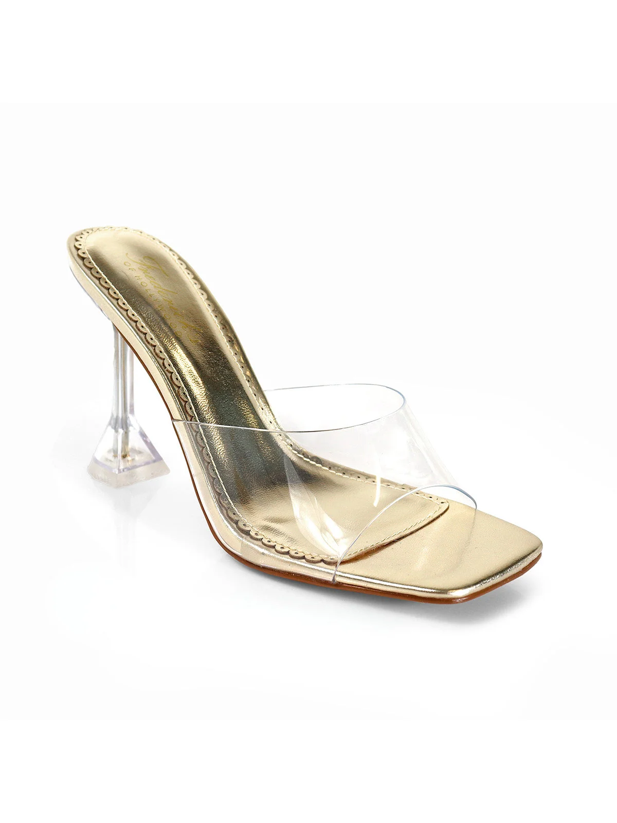 Honey Mule Gold Heeled Slip-On Shoe by Frederick's of Hollywood