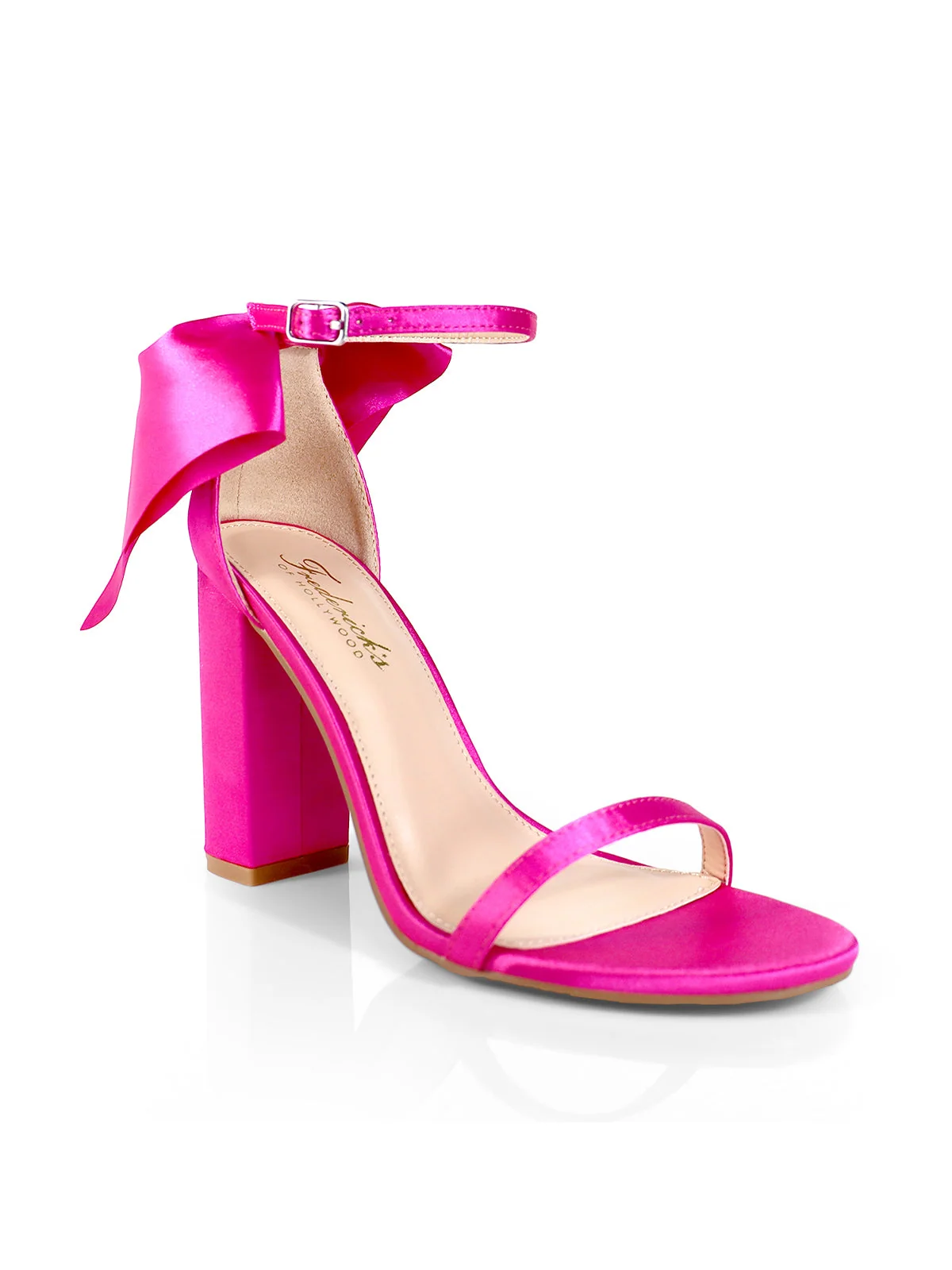 Athena Bow Pump Open-Toe Heel in Hot Pink
