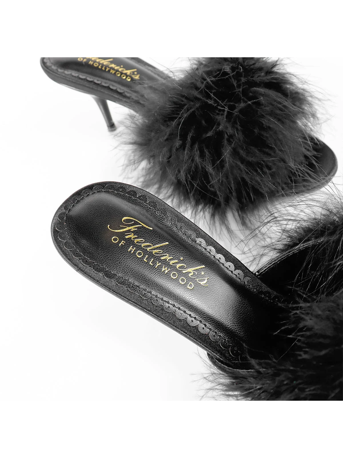 Luxor Feather Mule Kitten Heels for Lingerie and Outerwear Looks