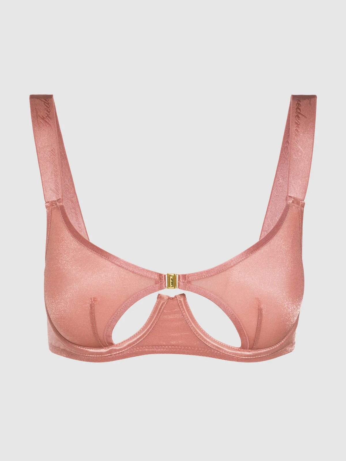 Pia Unlined Cutout Mesh Bra in Brick Dust
