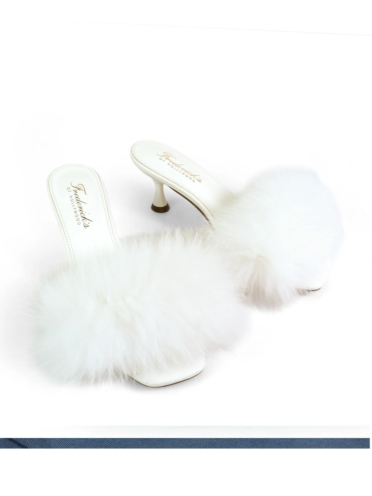Purr Square Toe Fur Heel in White