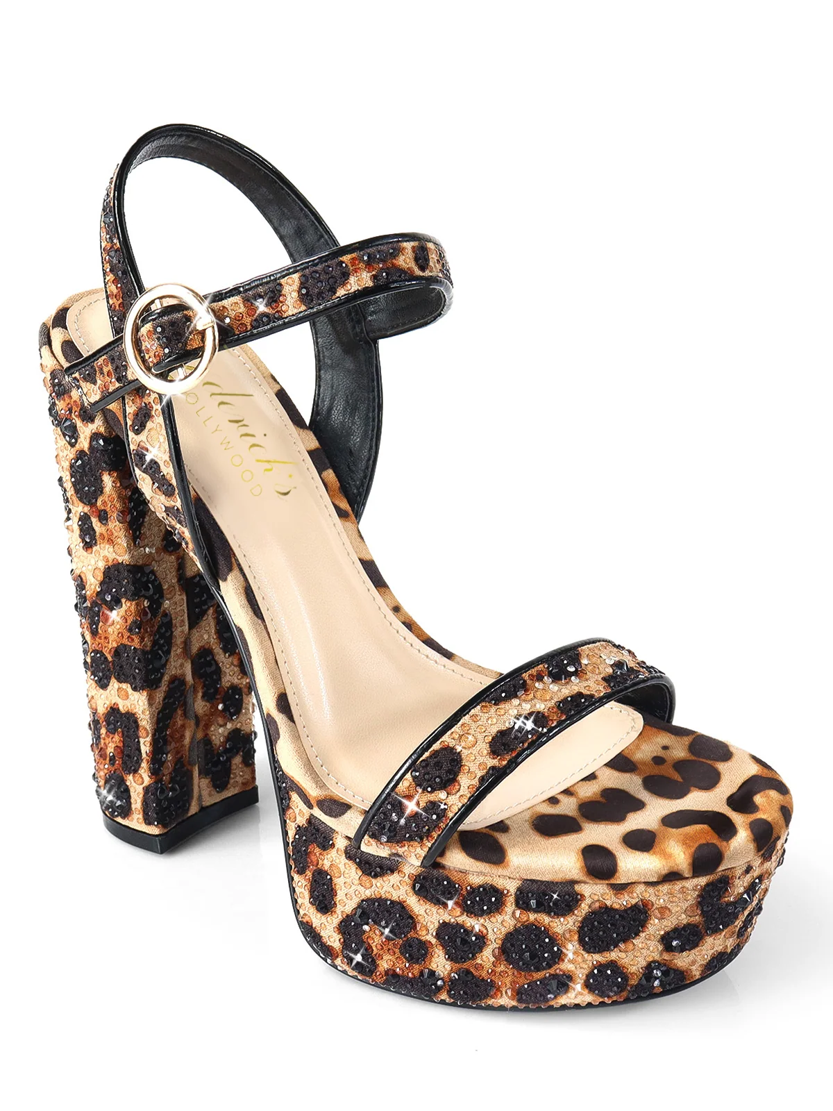 Fabiosa Rhinestone Open Toe Platform Heel in Leopard