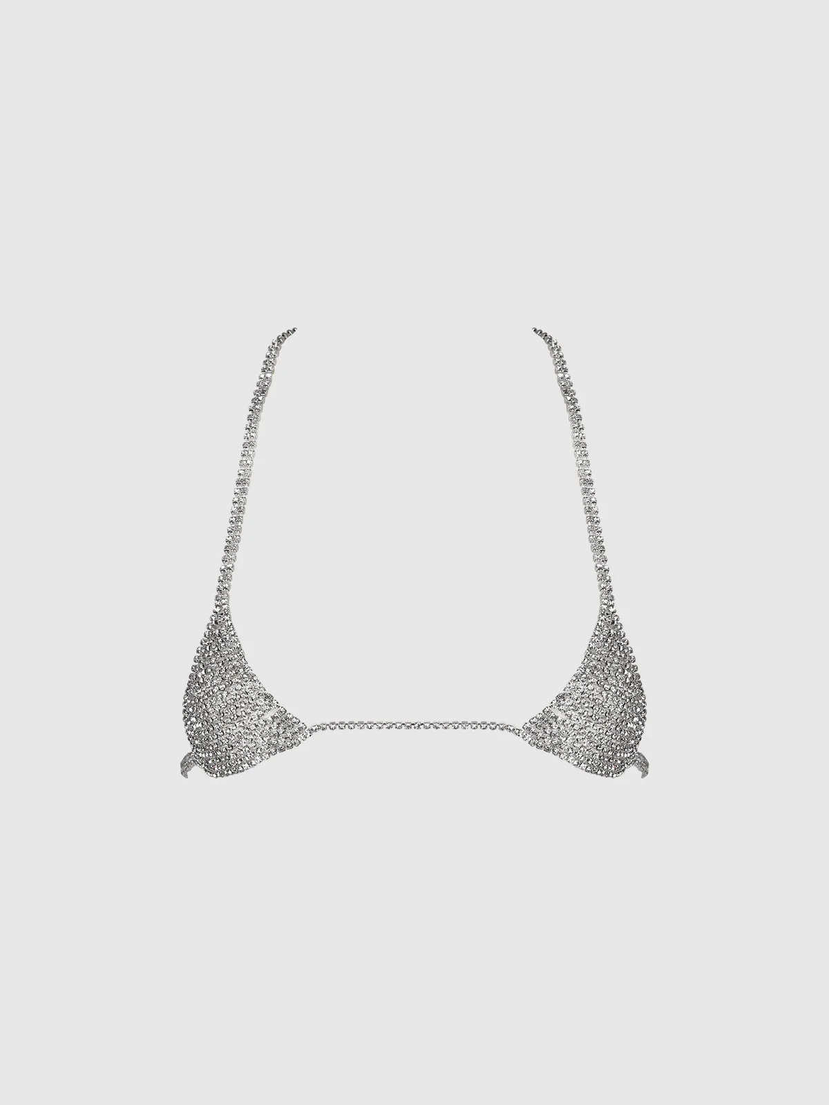 Ziggy Rhinestone Mini Triangle Top in Silver