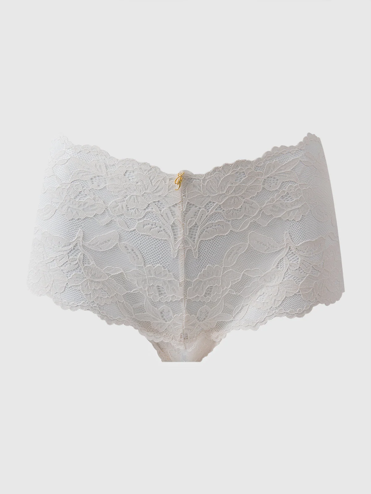 Mabel Crotchless Lace Up Back Cheeky in Dove White
