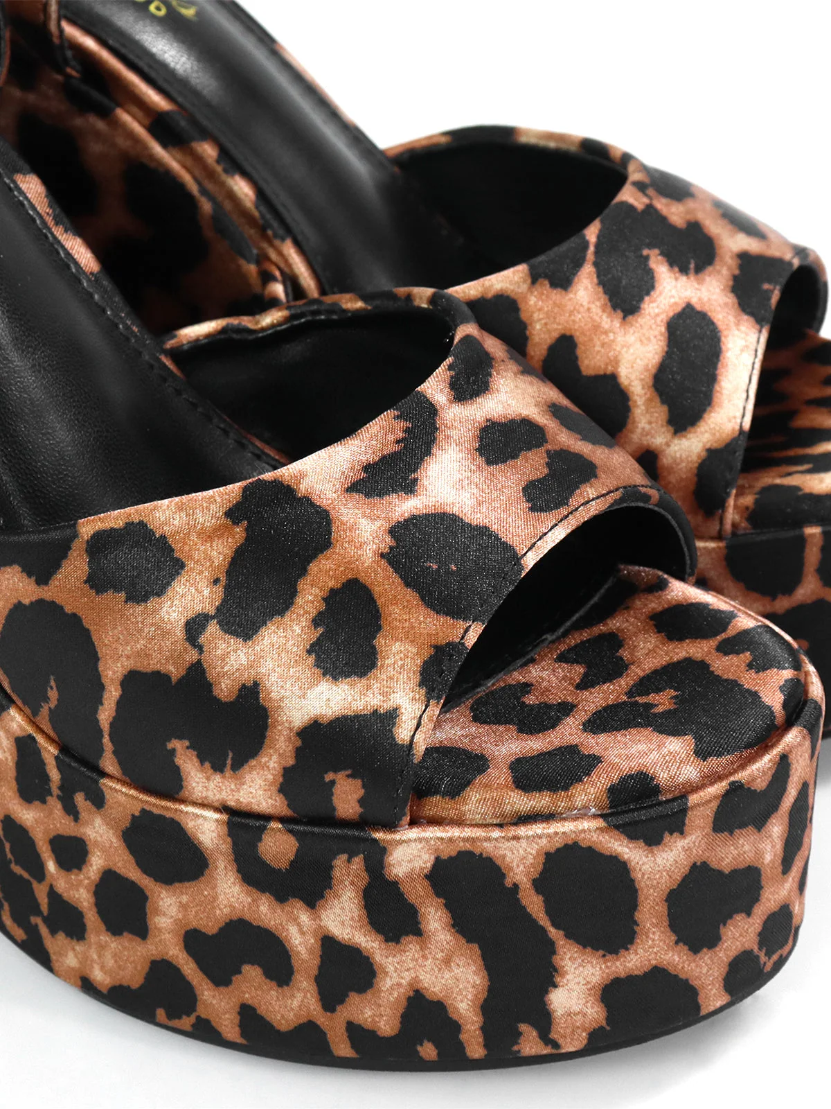Tony Peep Toe Platform Wedges with Chunky Heel in Leopard