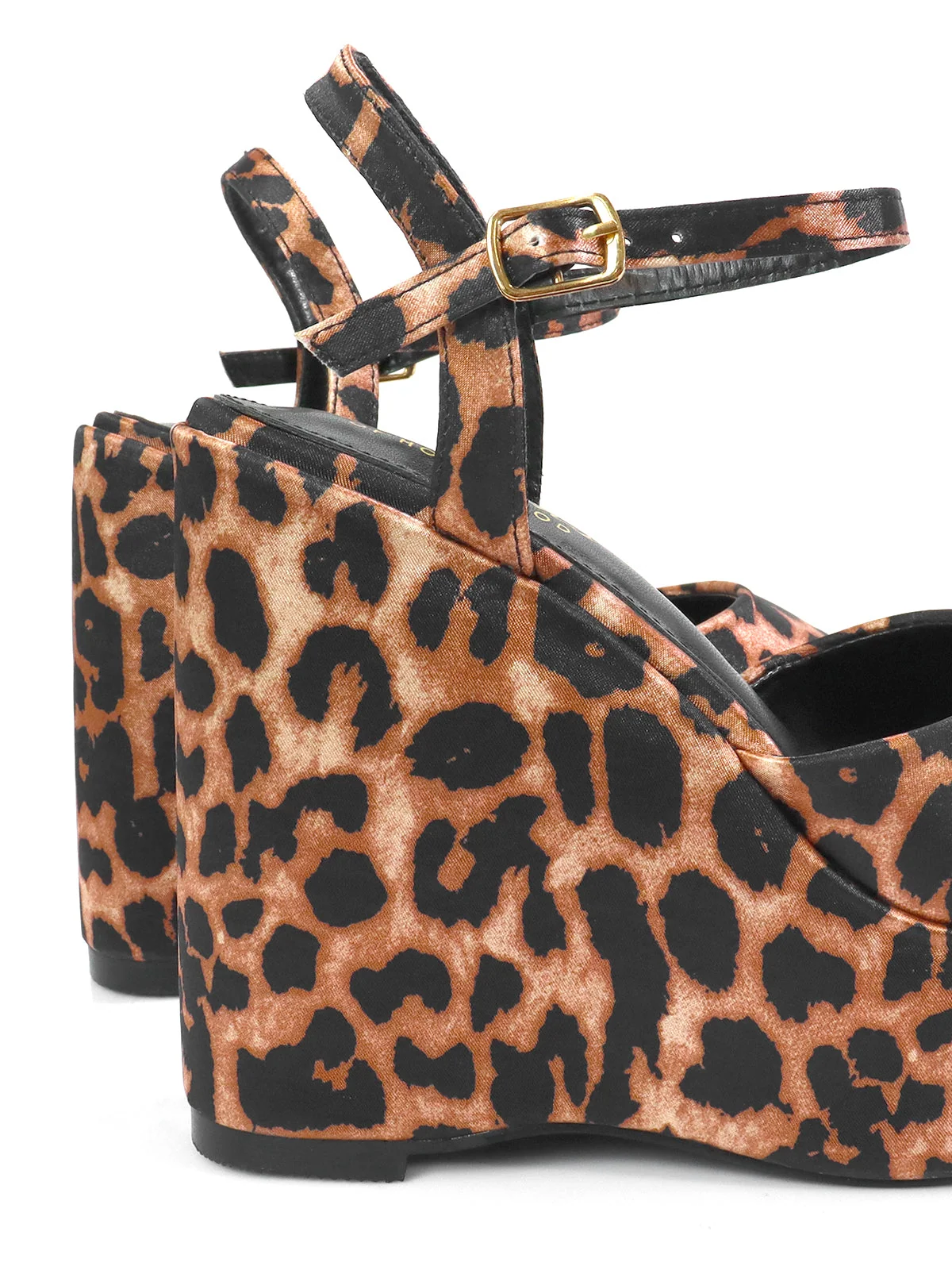 Tony Peep Toe Platform Wedges with Chunky Heel in Leopard
