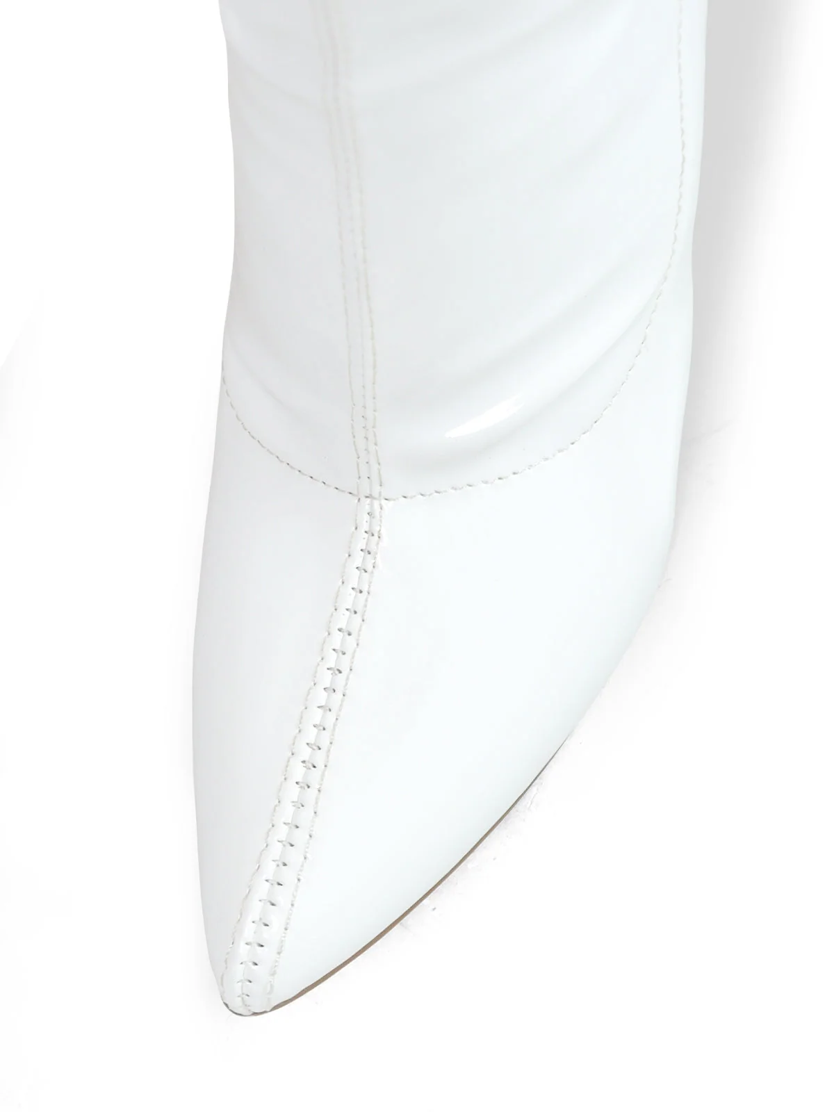Giseaya Over The Knee Boots in High-Shine Patent White