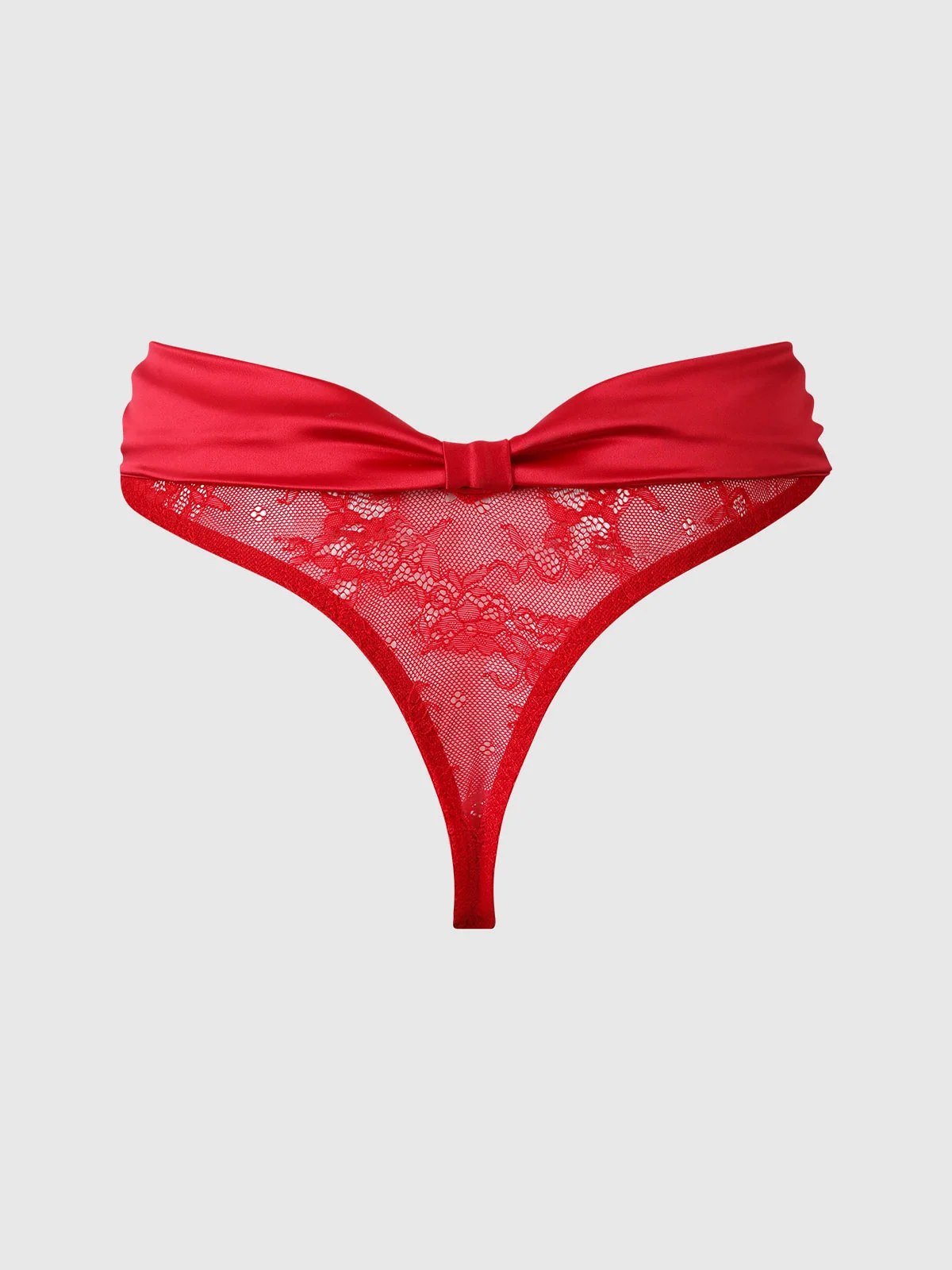 Marilyn Monroe Lace & Satin Thong in Lipstick Red