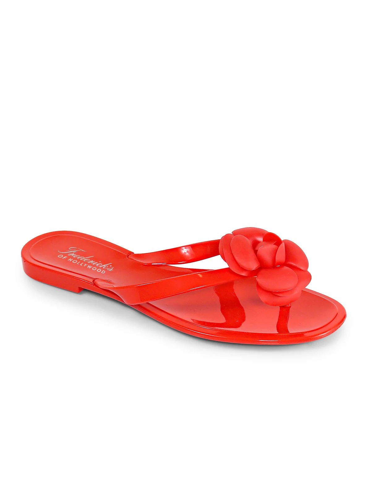Jelli Camellia Thong Sandals in Red from Lingerie Shop | Frederick's of Hollywood