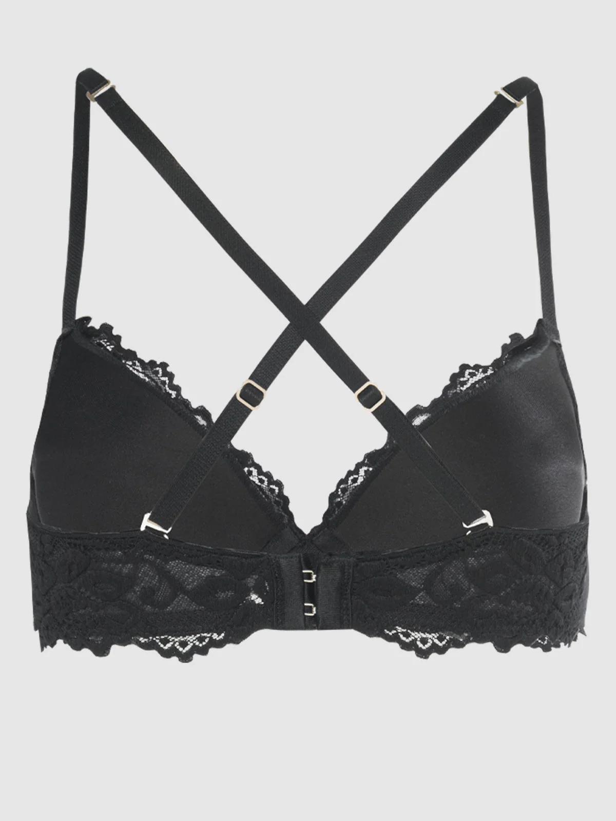 Jessica Lace Plunge Push Up Bra in Black