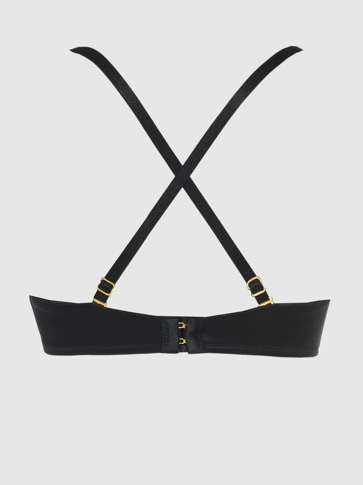 Rising Star Plunge Push Up Bra in Liquid Satin Black