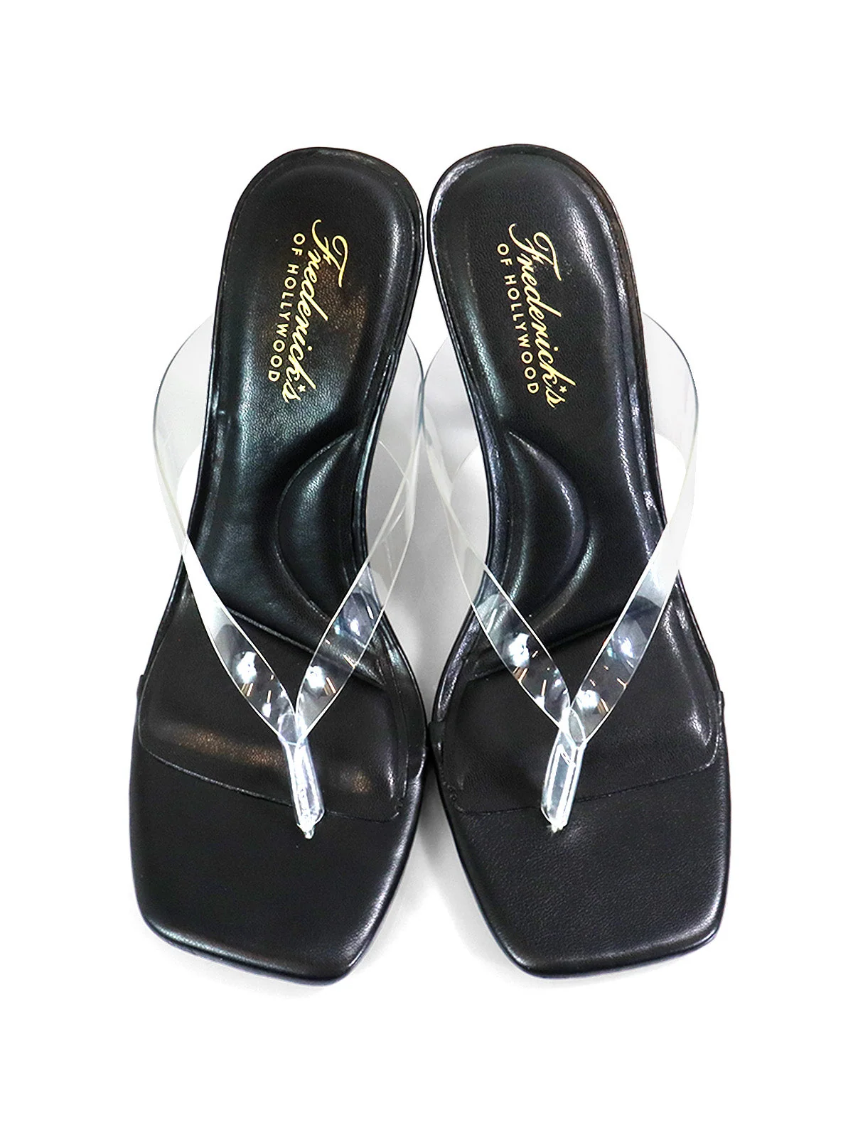Annabelle Thong Sandal in Black with Clear Straps