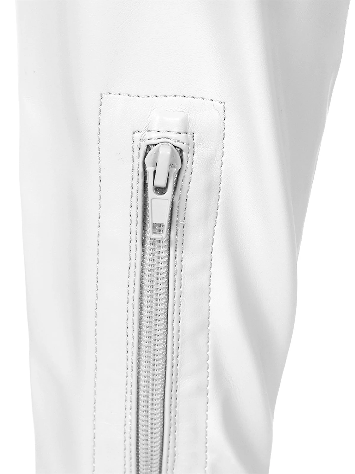 Gisele Stretchy Over-the-Knee Heeled Boots in White with Pointed Toe