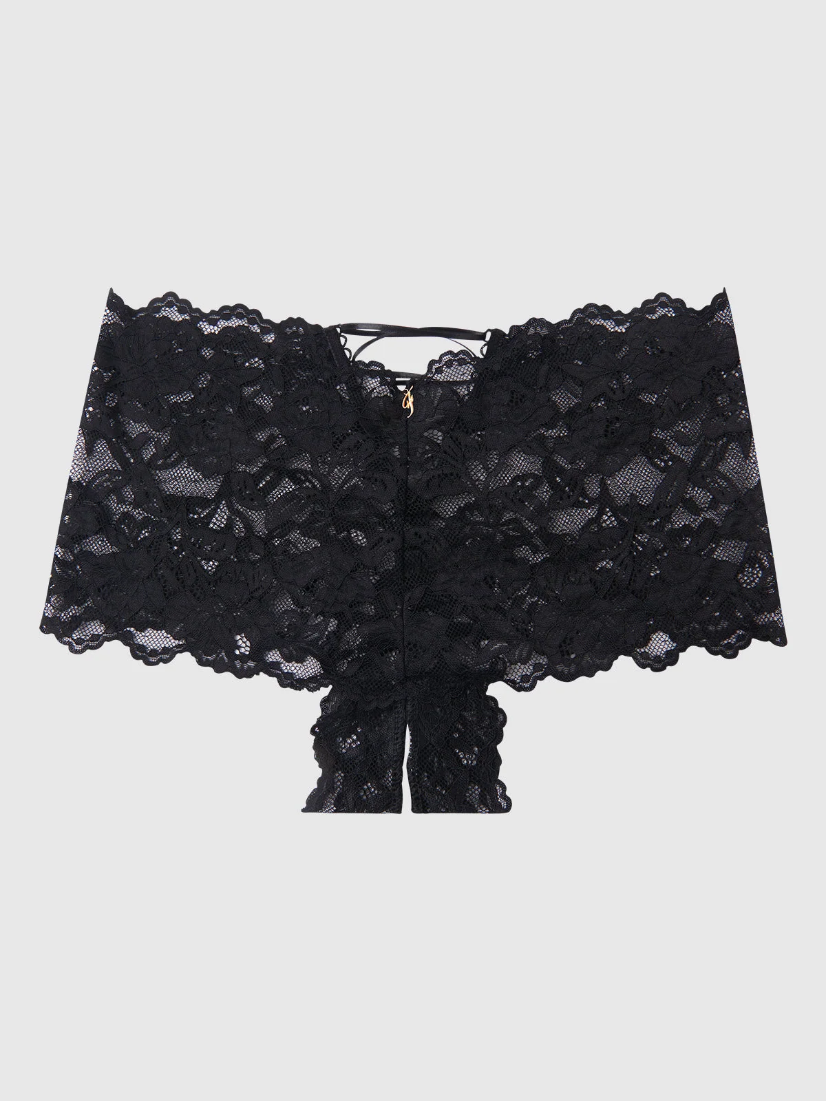 Mabel Crotchless Lace Up Back Cheeky 黑色