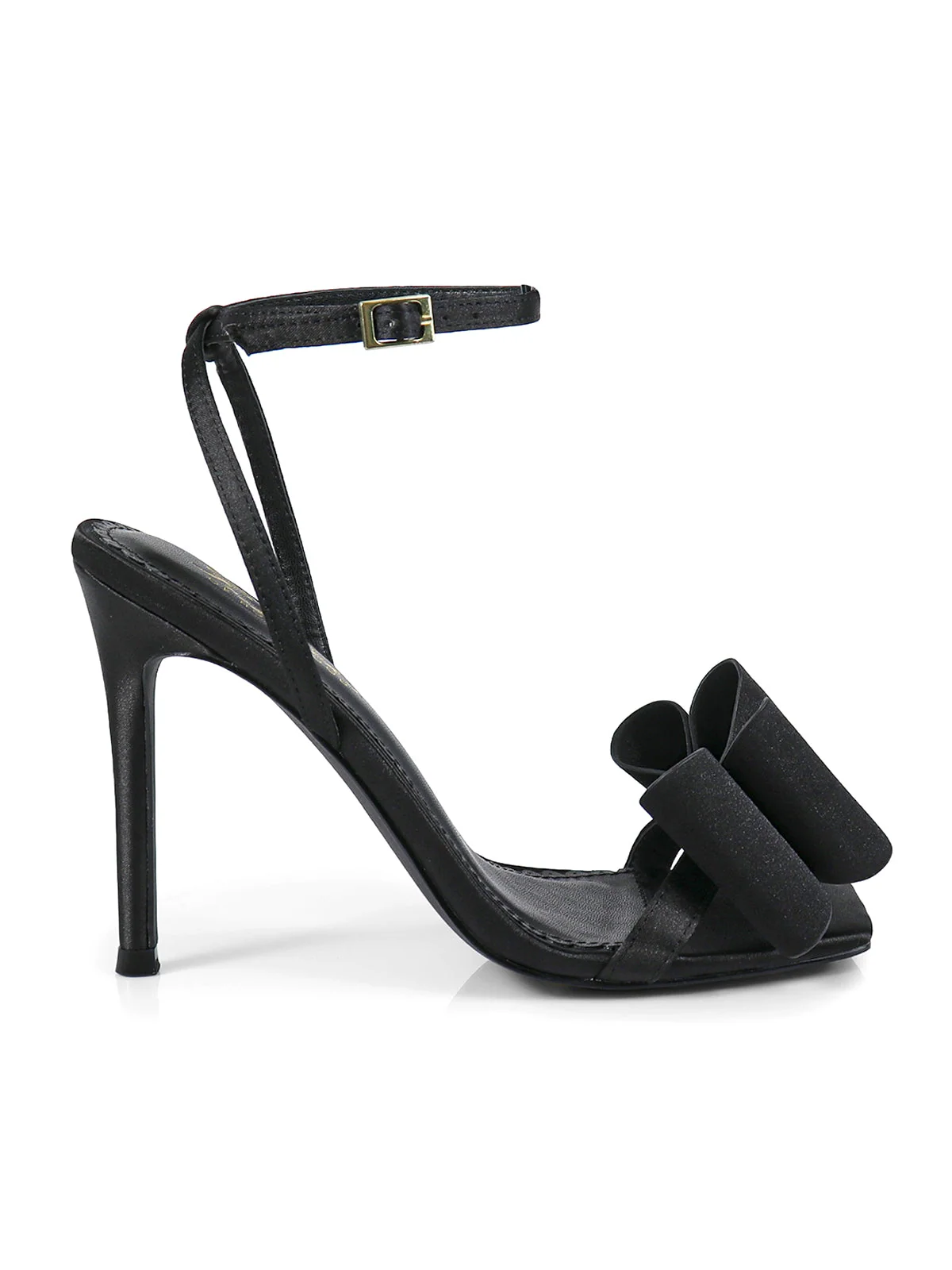 Julienne Bow Heel in Black Open-Toe Stiletto