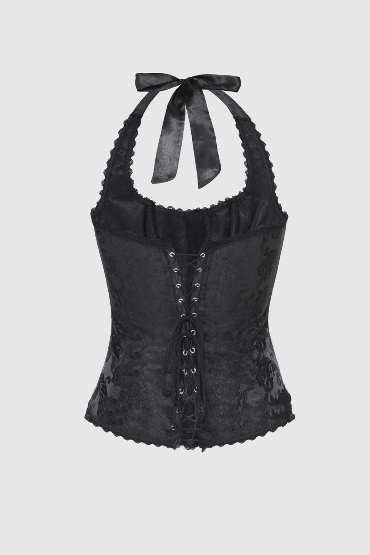 Hollywood Dream Halter Corset in Luxe Satin with Removable Garter Straps