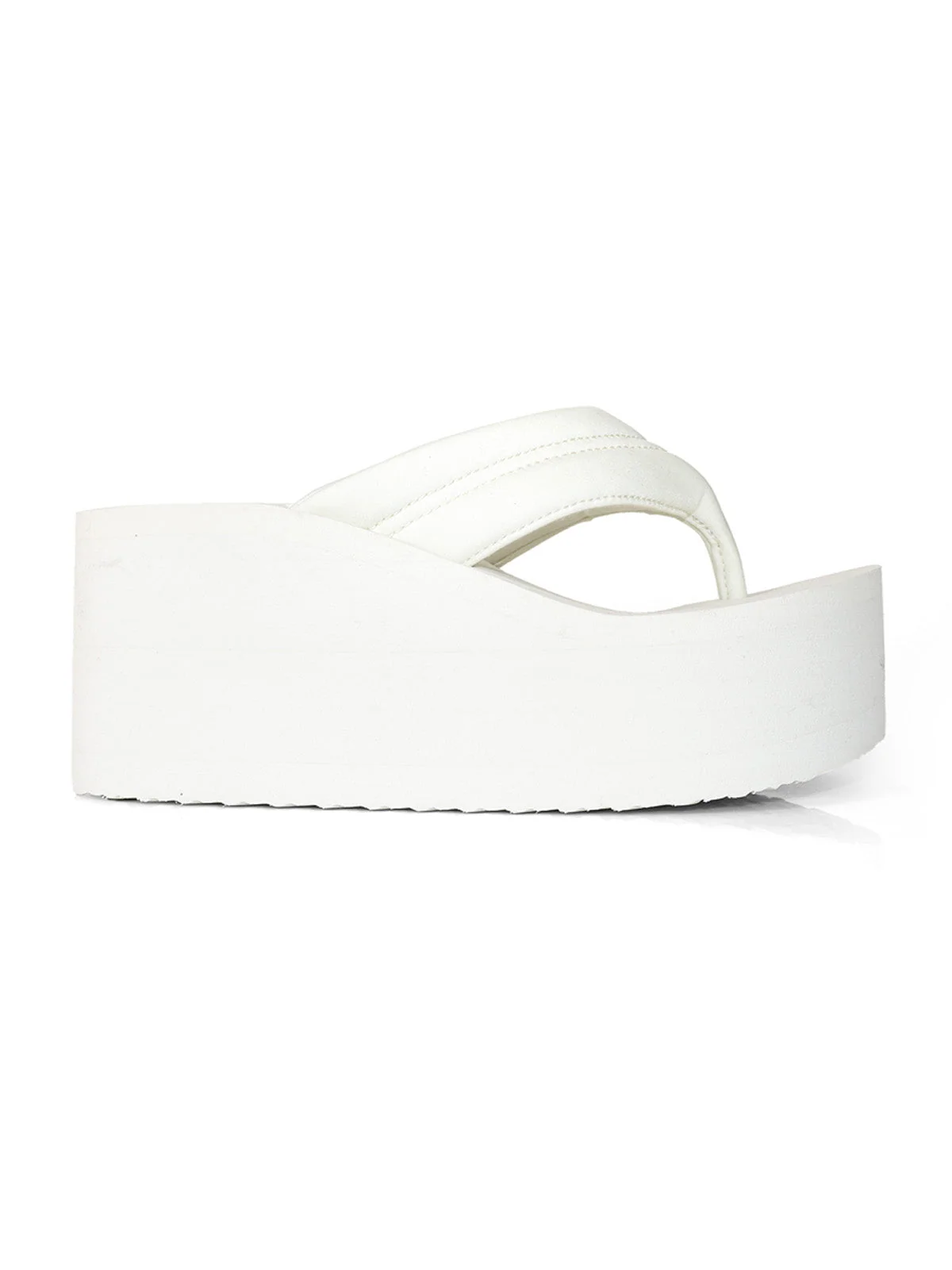 Alita Chunky Platform Wedge Thong Sandal in White