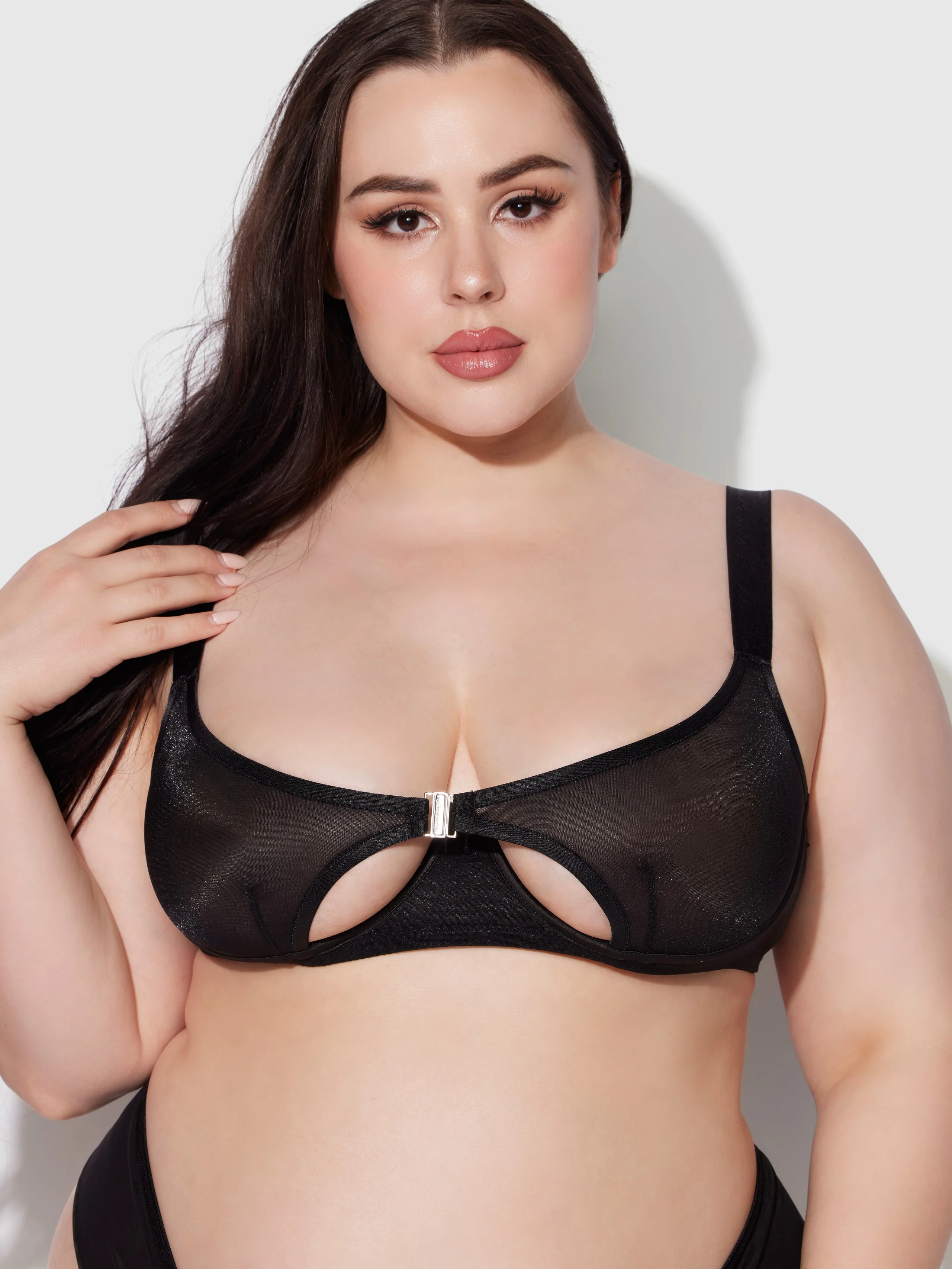 Pia Unlined Cutout Mesh Bra with Wider Straps for a Vintage Balconette Look