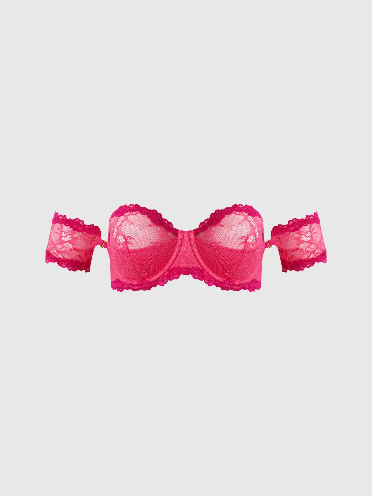 Pia Lace Strapless Bra With Removable Sleeves in Purple Fuchsia