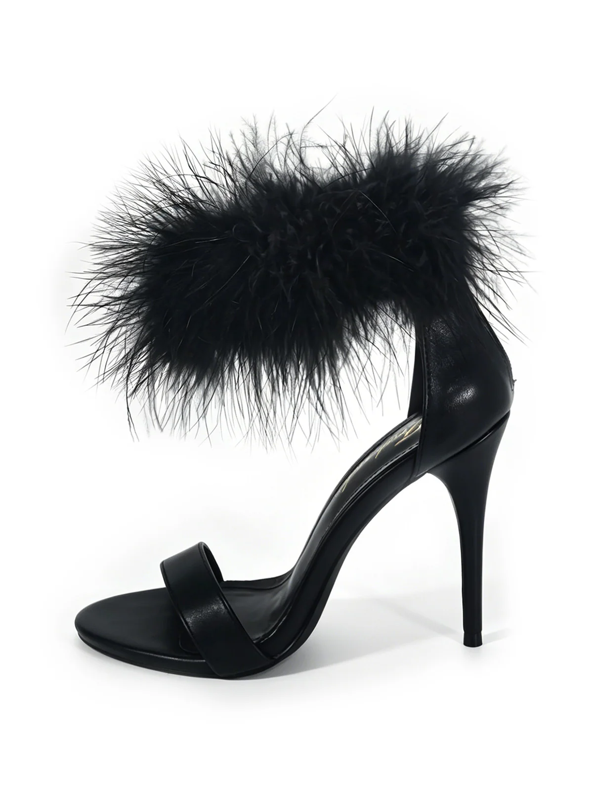 Raquel Feather Stiletto Heel in Black