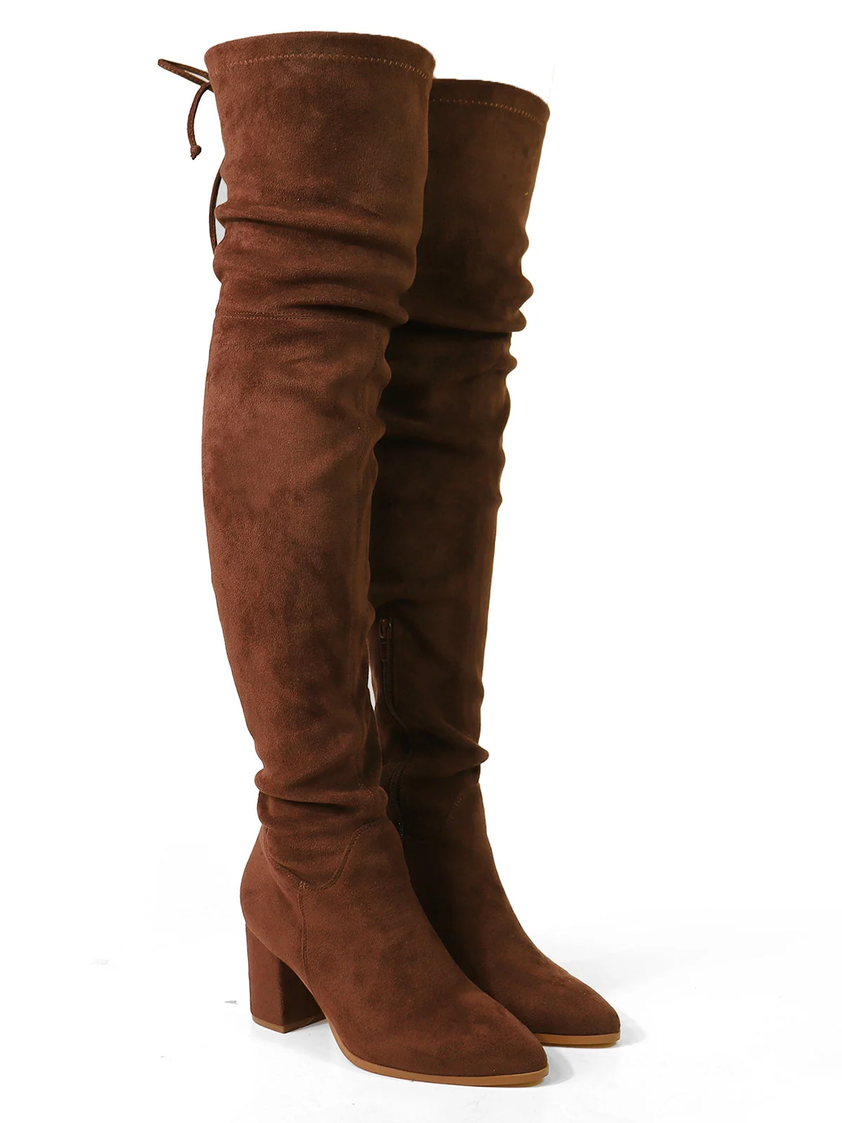 Becky Stretchy Thigh High Boots in Brown