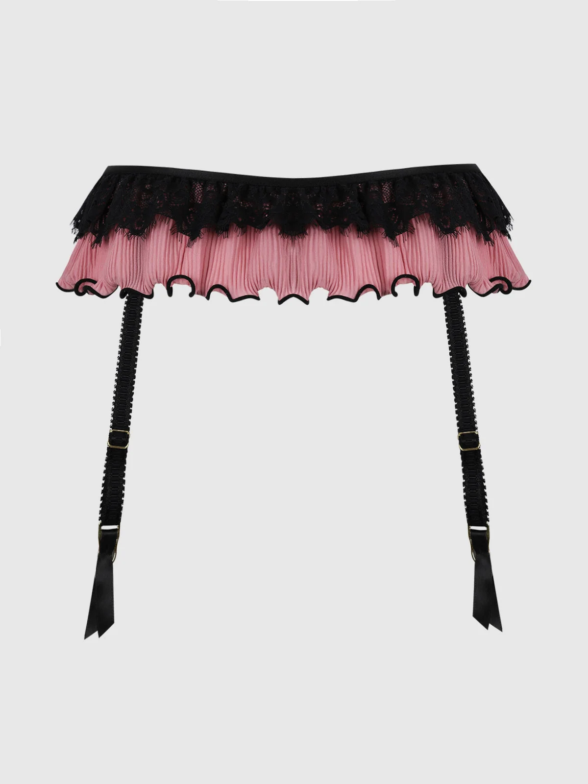 Esme Lace & Pleated Chiffon Garter Belt