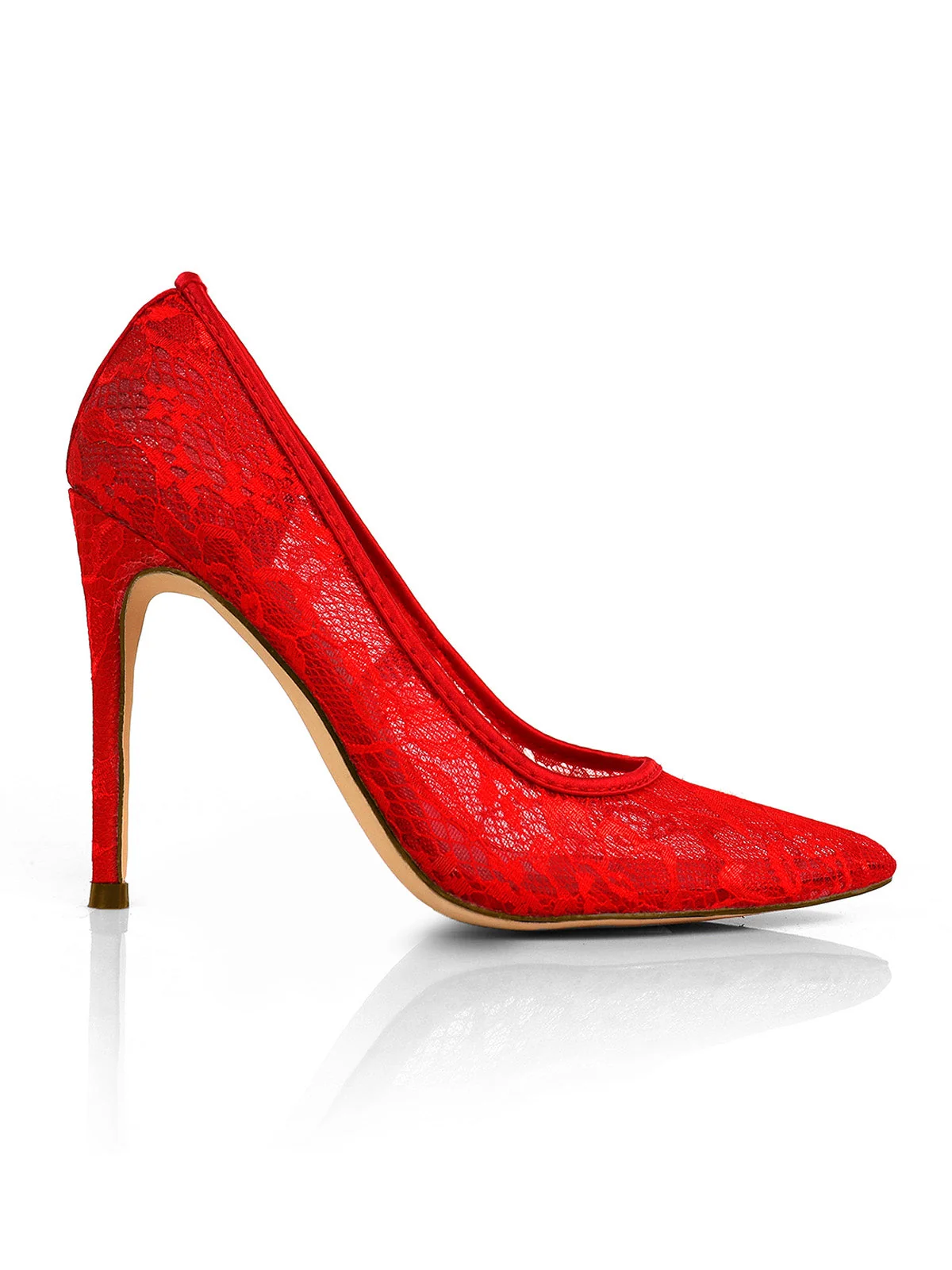 Danielle Pointed-Toe Lace Pump in Red