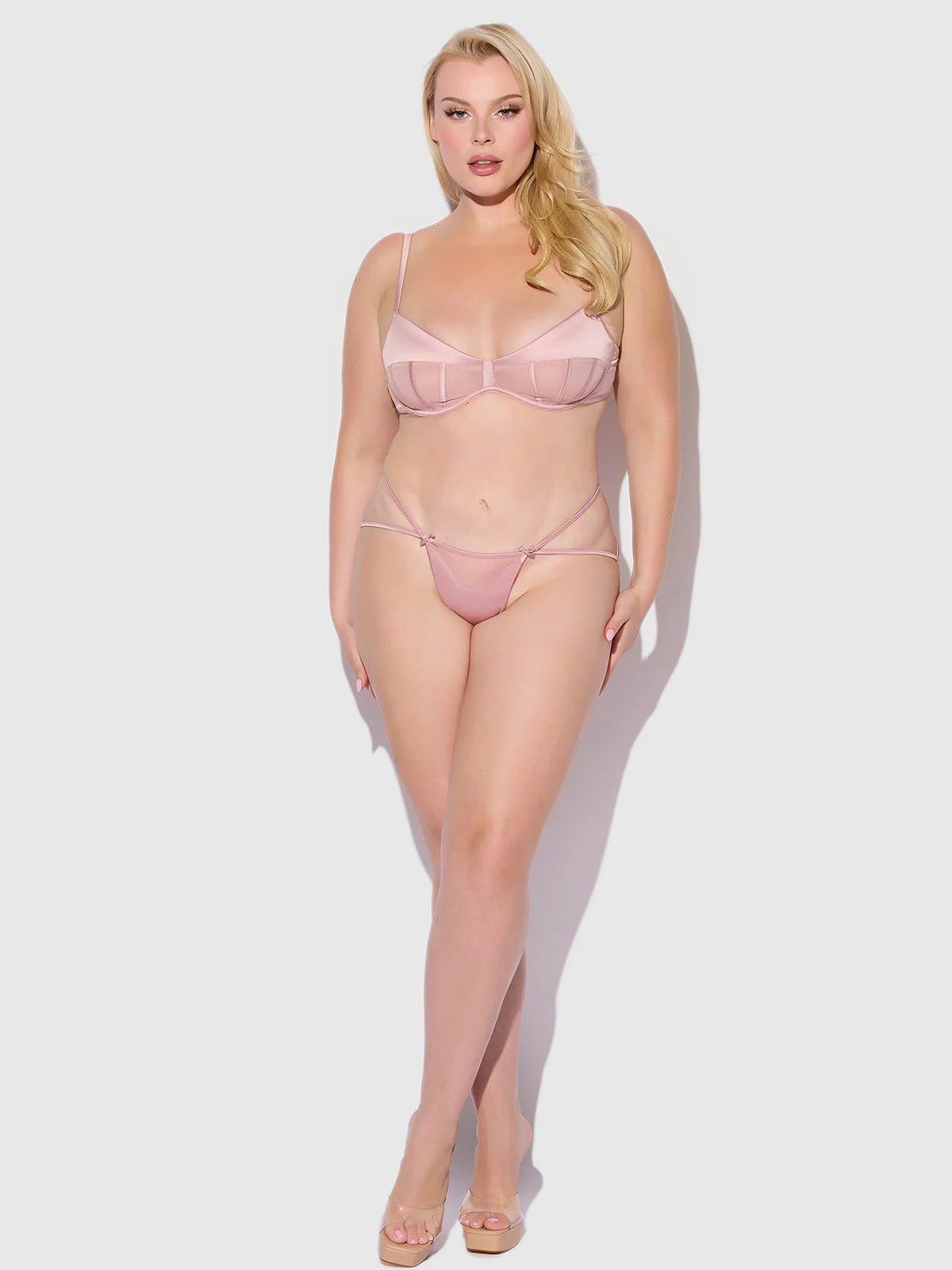 Petra Satin Caged Backless Hipster in Mauve
