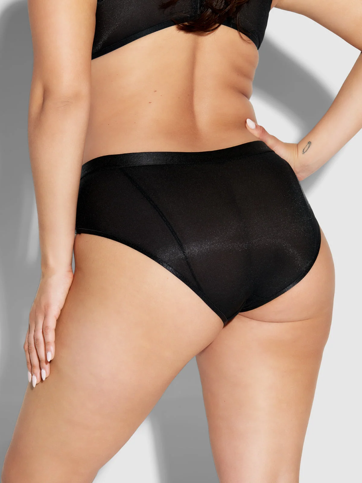 Pia Mesh Hipster in Black Shimmery Fabric