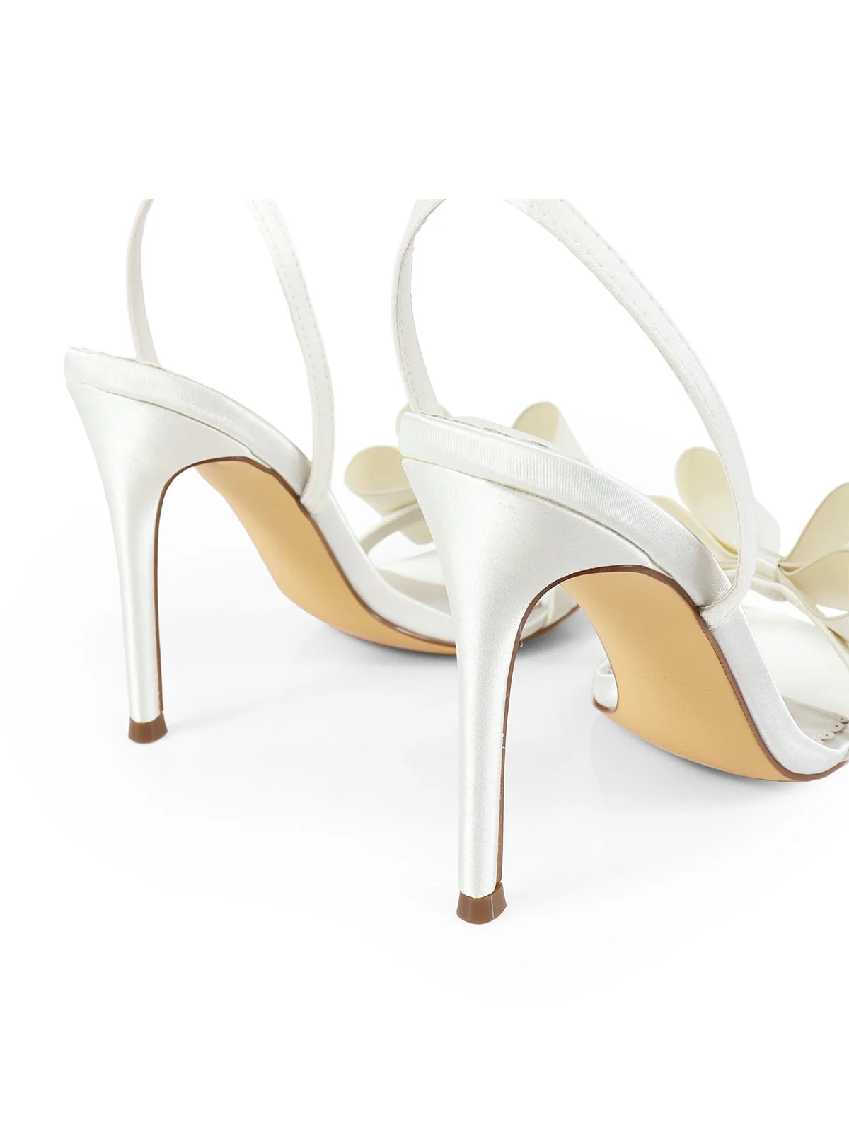 Julienne Bow Heel in Ivory Open-Toe Stiletto