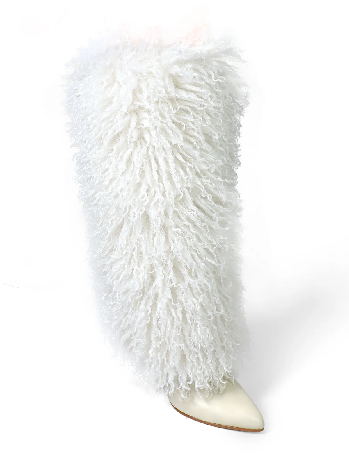 Kiki Pointed Toe Fluffy Boot 奶油色 来自 Lingerie Shop | Frederick's of Hollywood