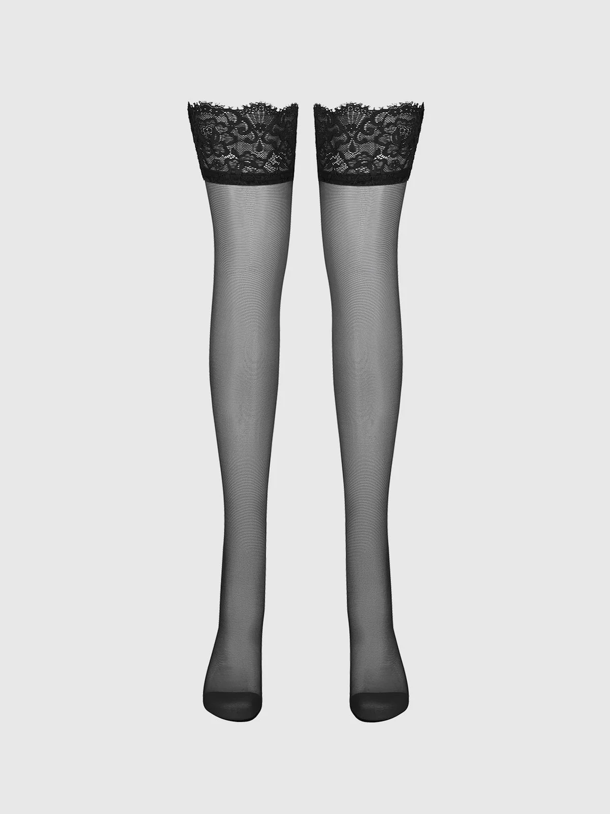 Glossy Sheer Tall Lace Top Thigh Highs for Heels and Lingerie