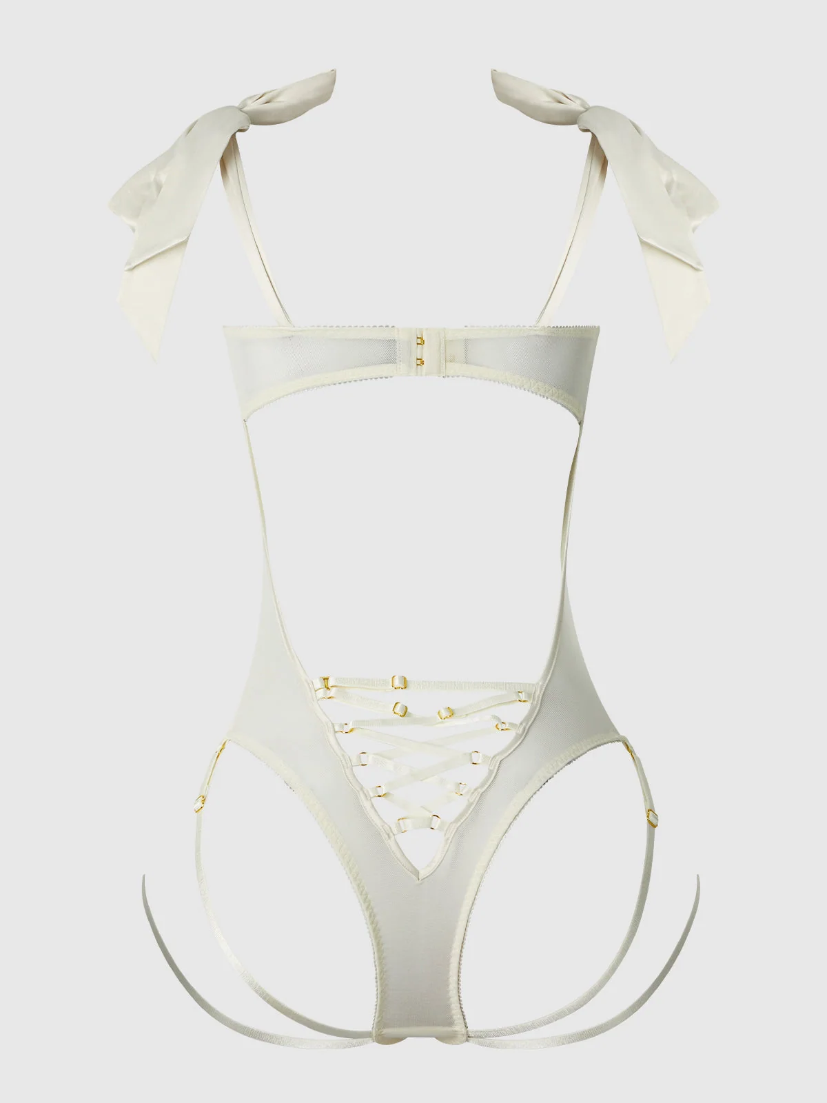 Melrose Embroidered Teddy in Pearl Ivory