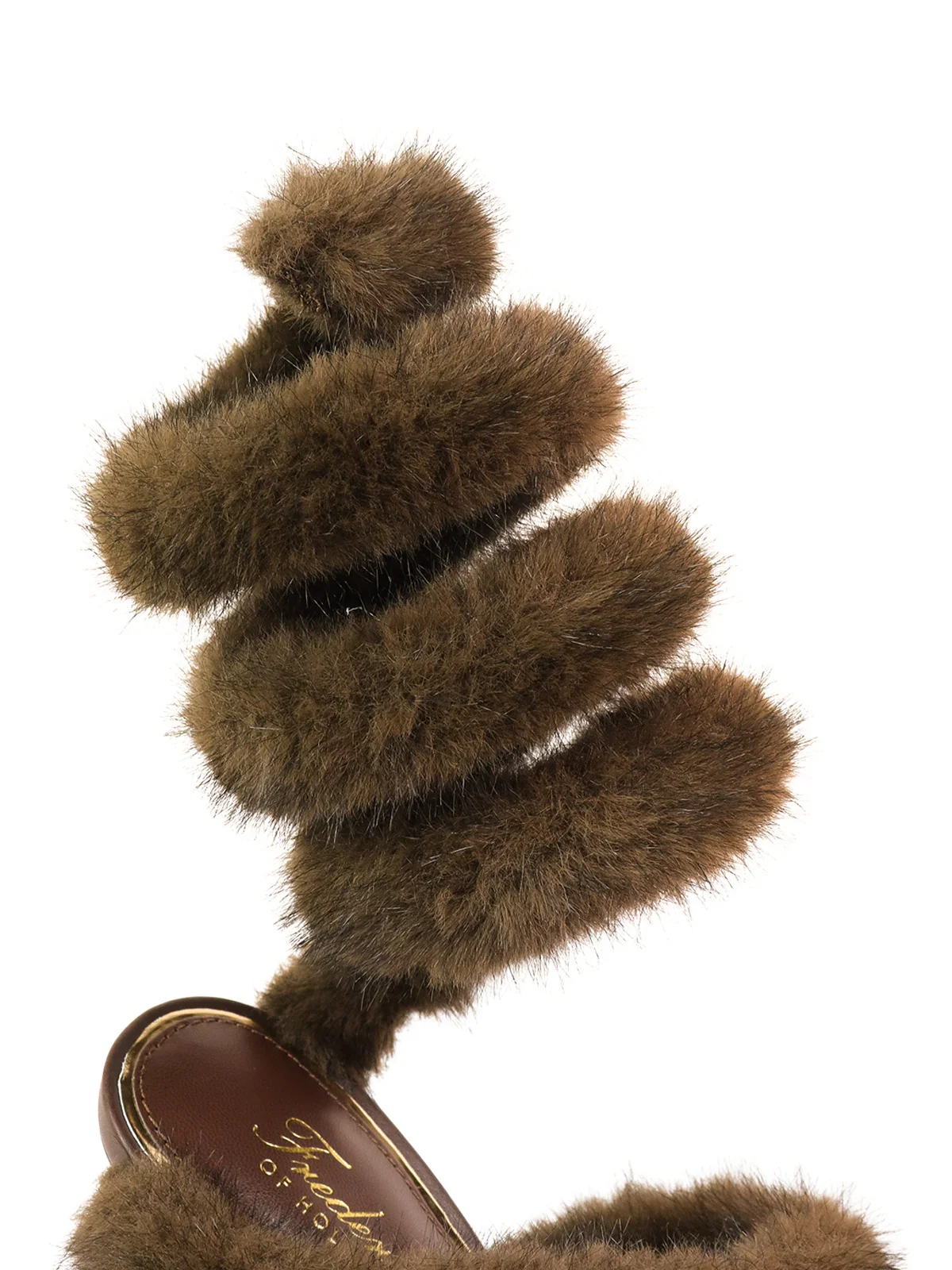 Allure Fluffy Stiletto Sandal in Brown