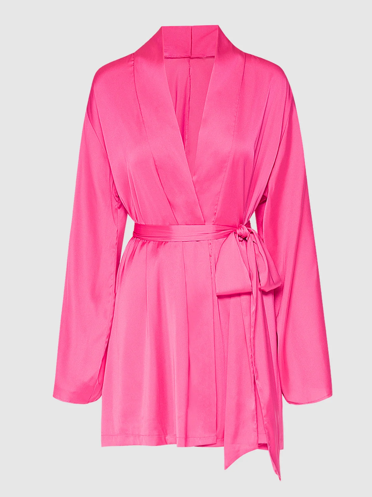 Petra Satin Short Robe in Pink Dragon by Frederick's of Hollywood