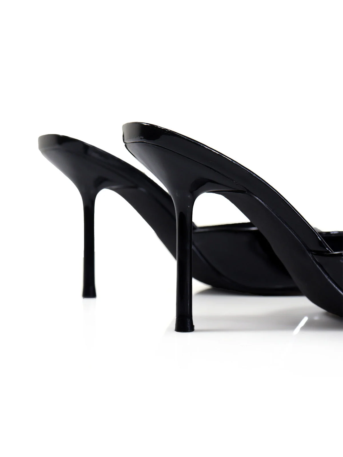 Shanya Mule Peep Toe Heels in Black