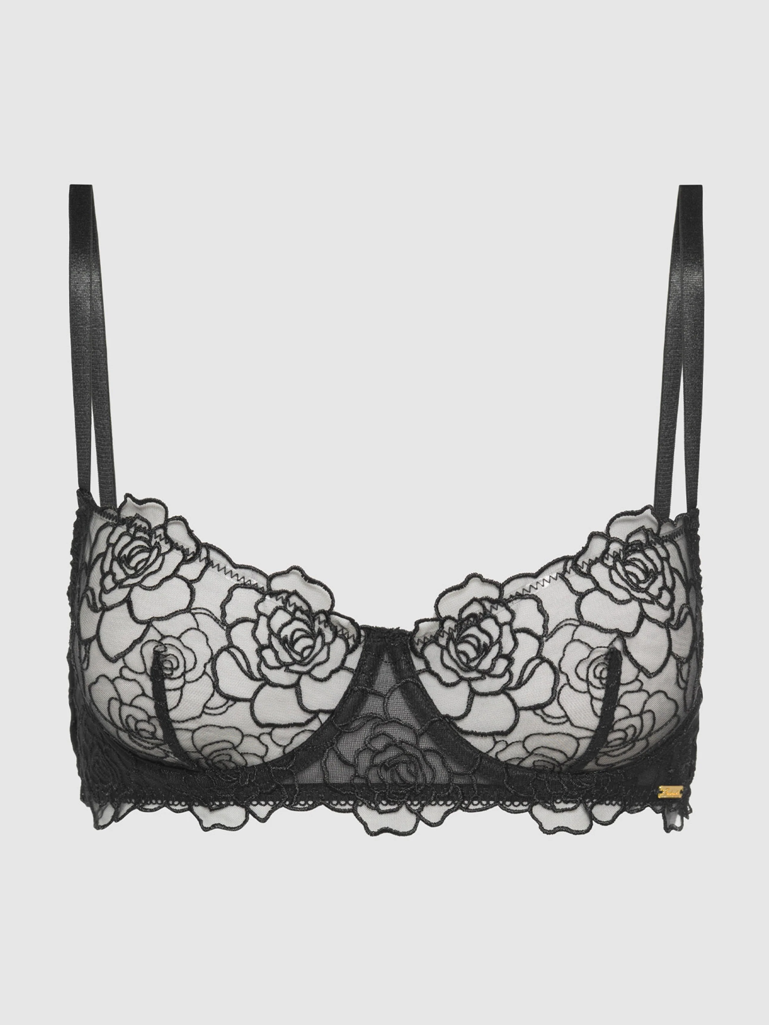 Melrose Embroidered Unlined Demi Bra in Black