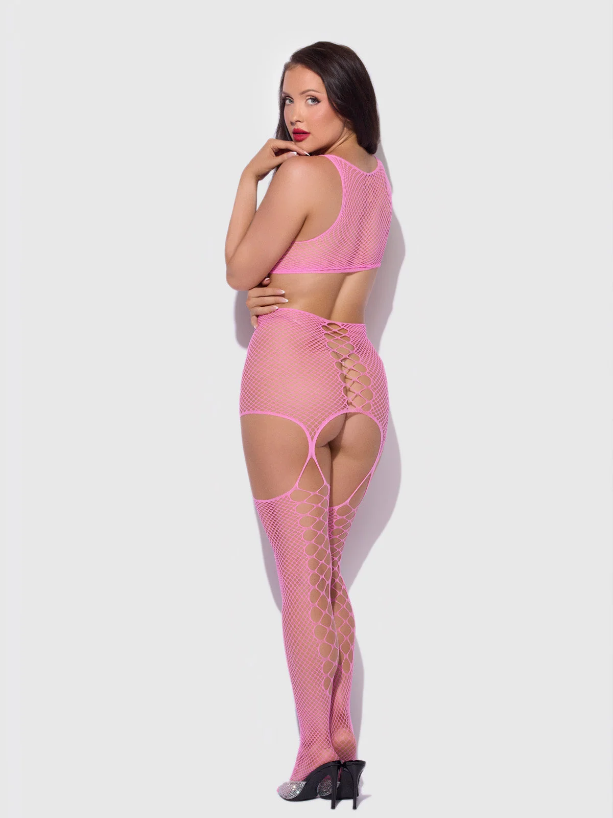Criss-Cross Racerneck Fishnet Bodystocking