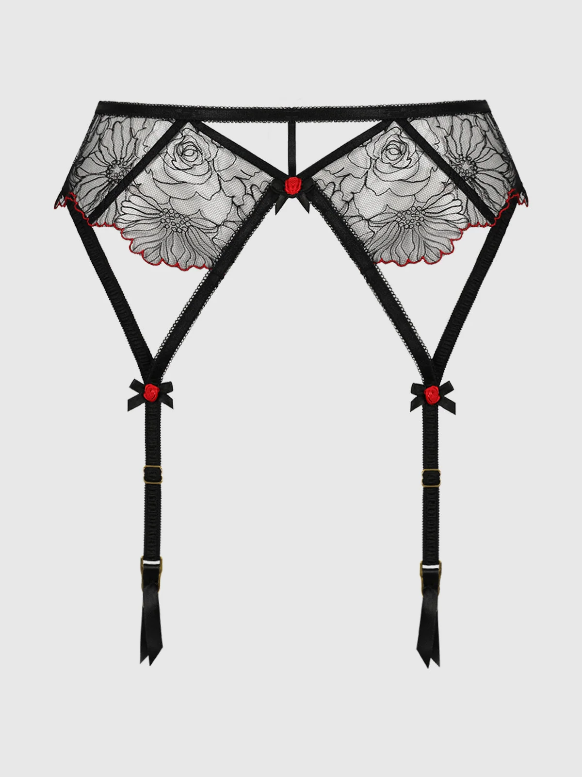 Ilaria Embroidered Tulle Garter Belt