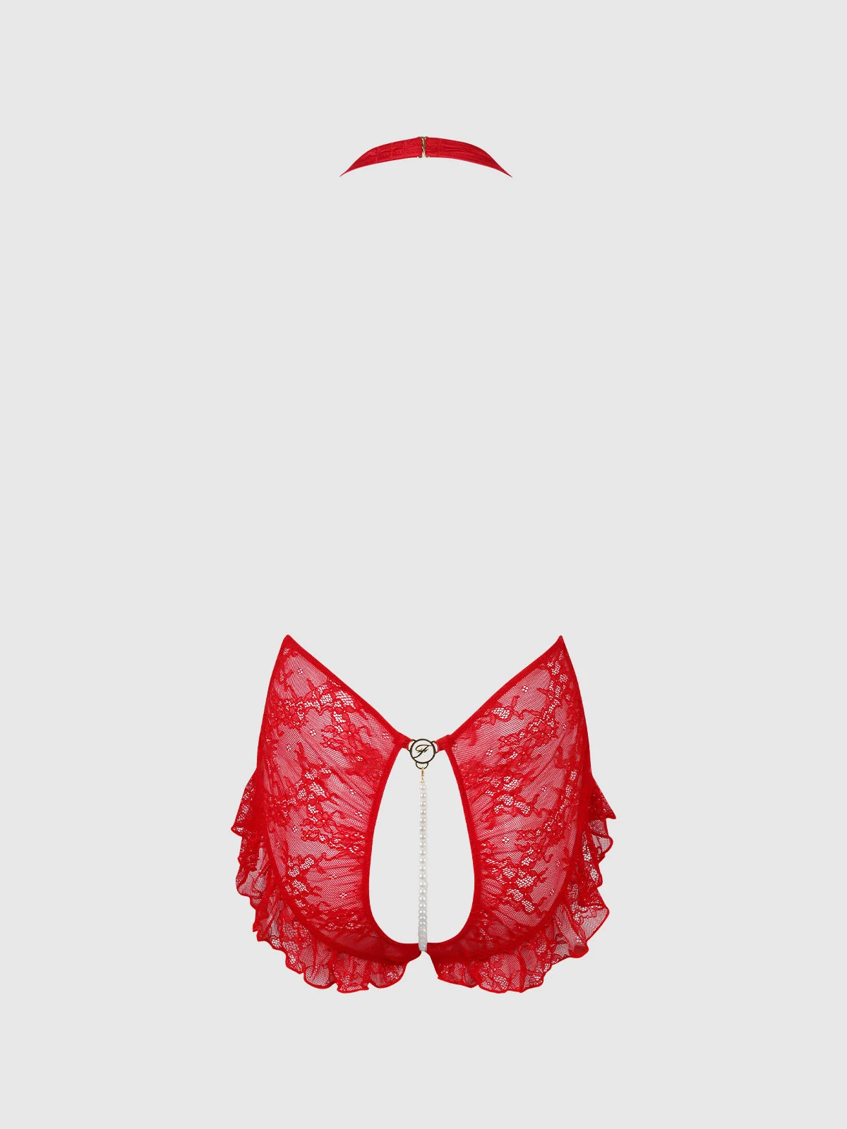Marilyn Monroe Lace & Satin Crotchless Pearl Teddy in Lipstick Red