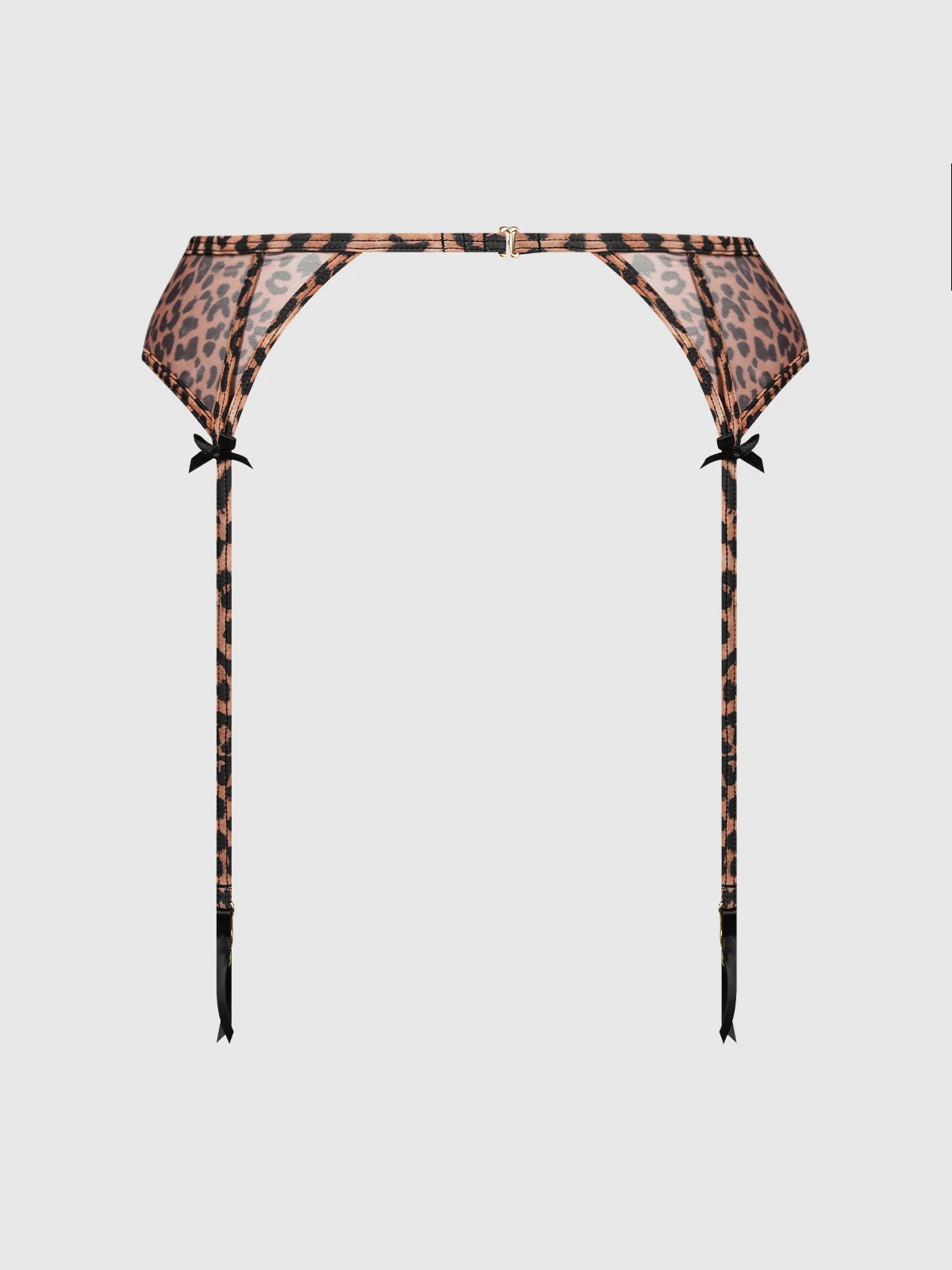 Kaia Leopard Mesh Garter Belt