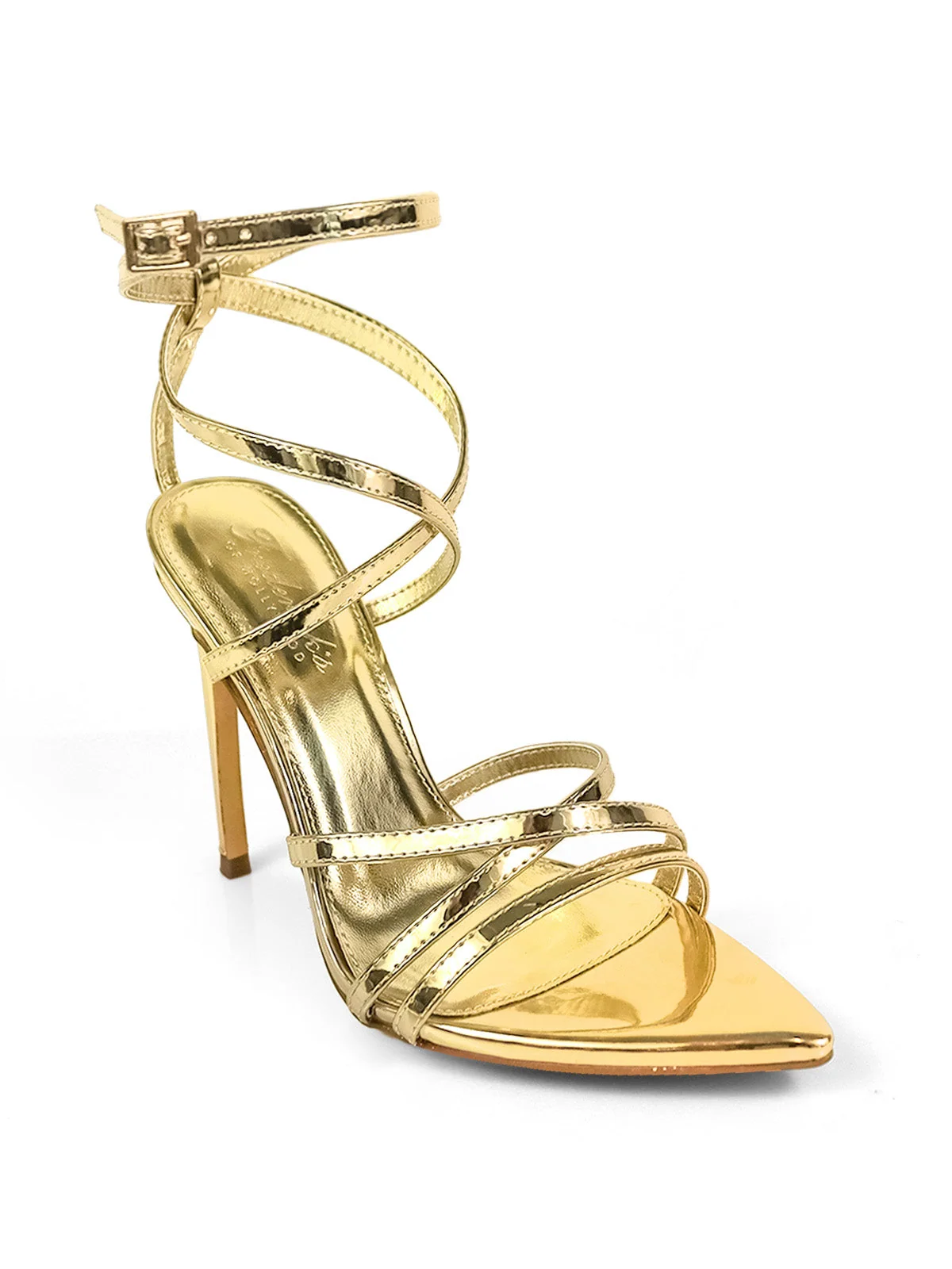 Lidia Stiletto Heel in Gold With Delicate Strappy Details