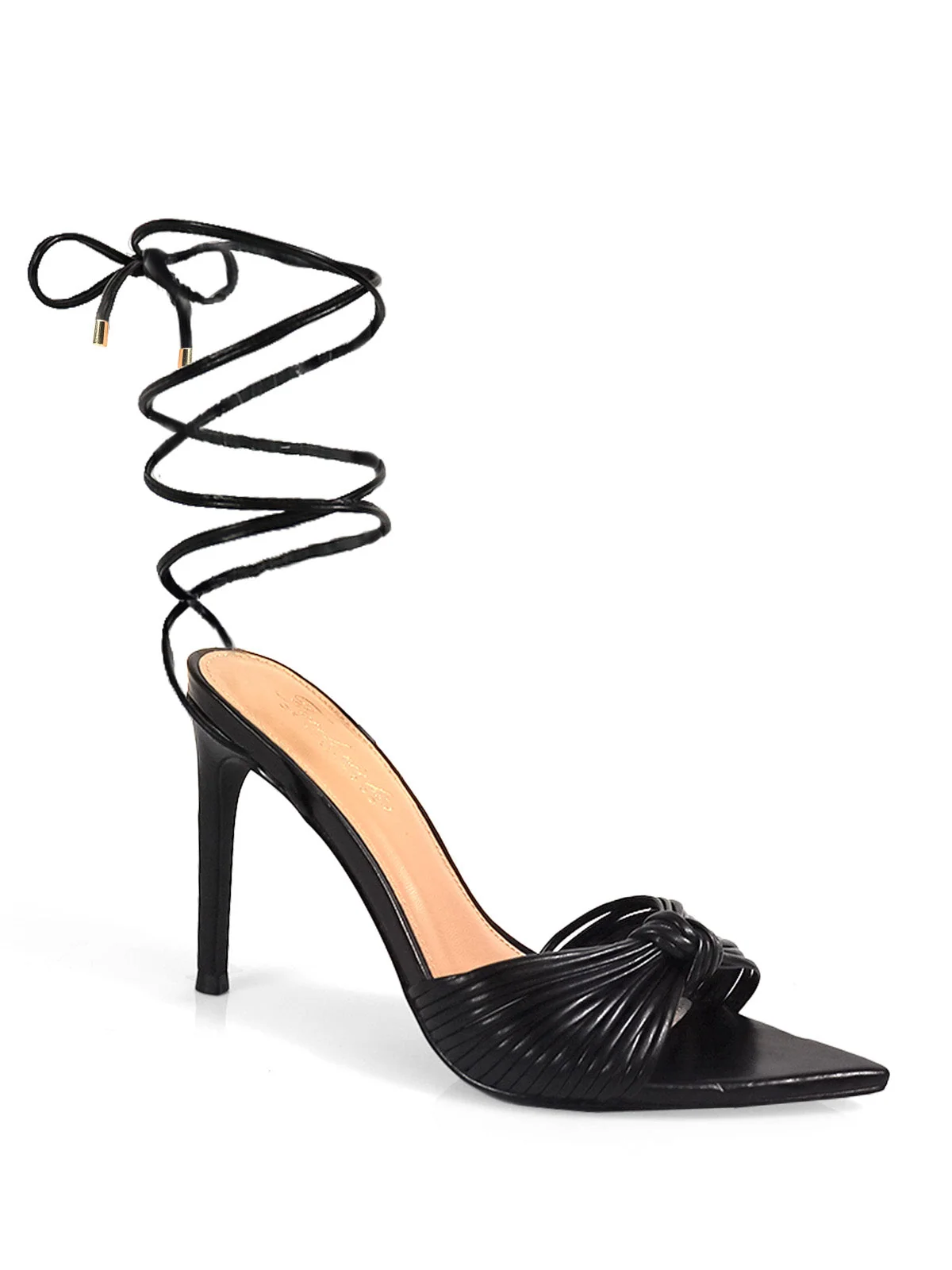 Jadelyn Single-Knot Strappy Stiletto Heel Sandal