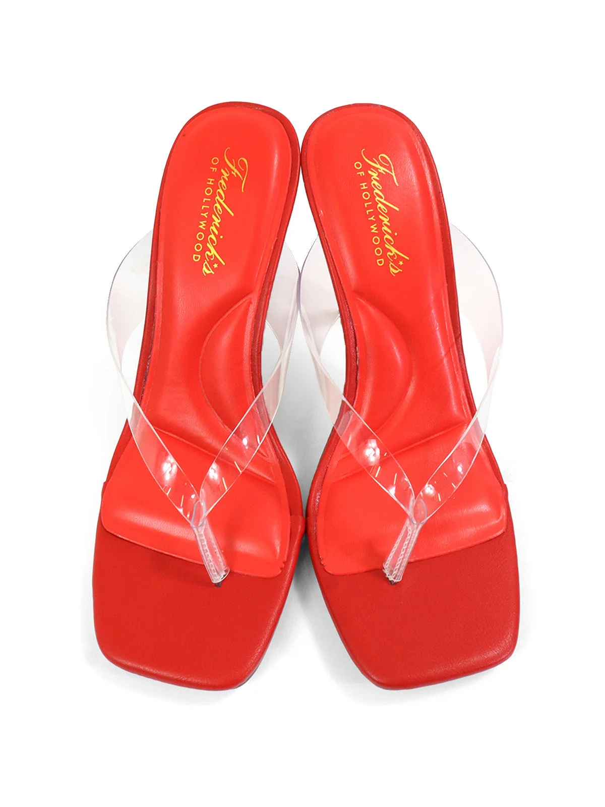 Annabelle Clear Strap Thong Sandal in Red
