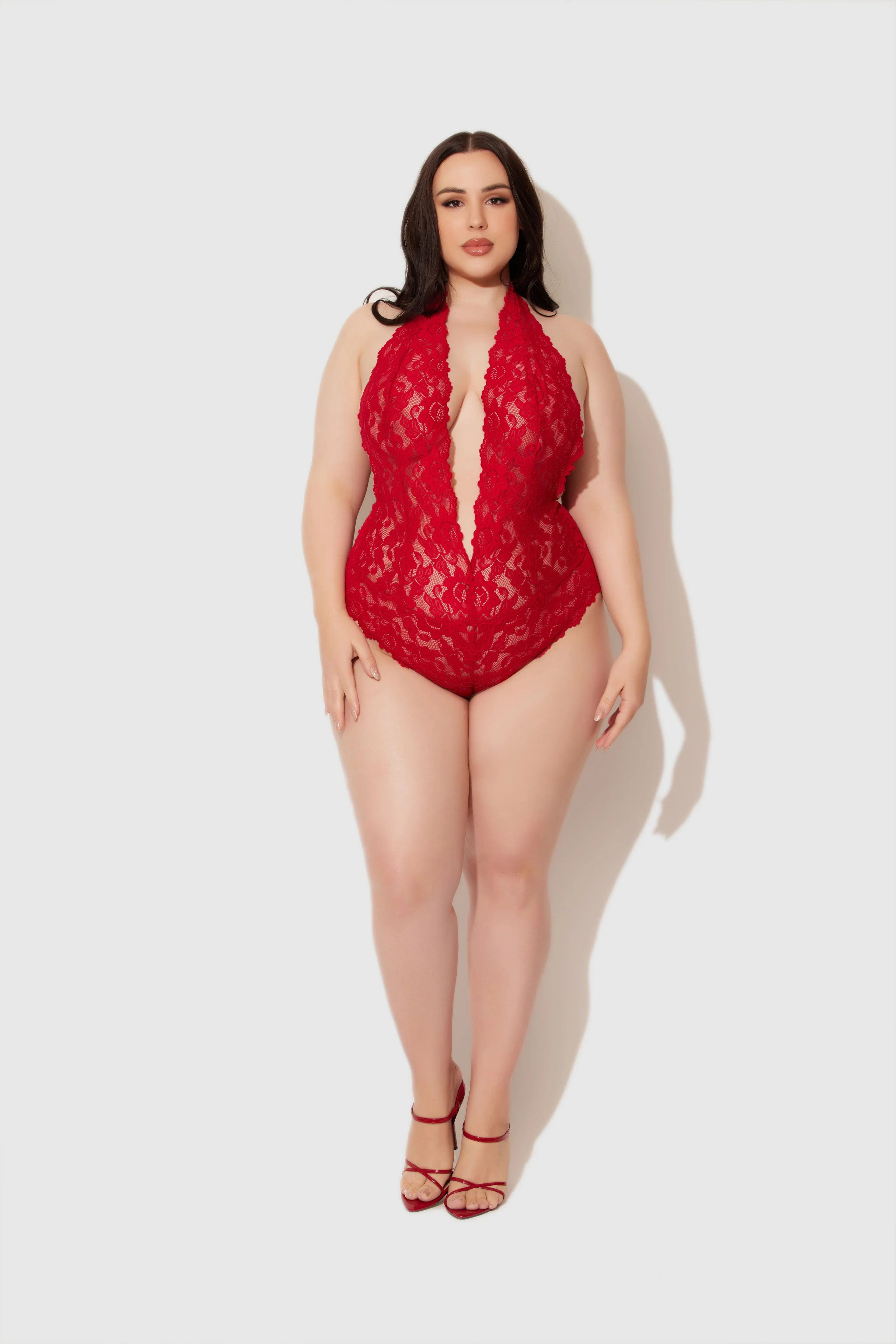 Jessica Lace Teddy with Sheer Lace and Open Back