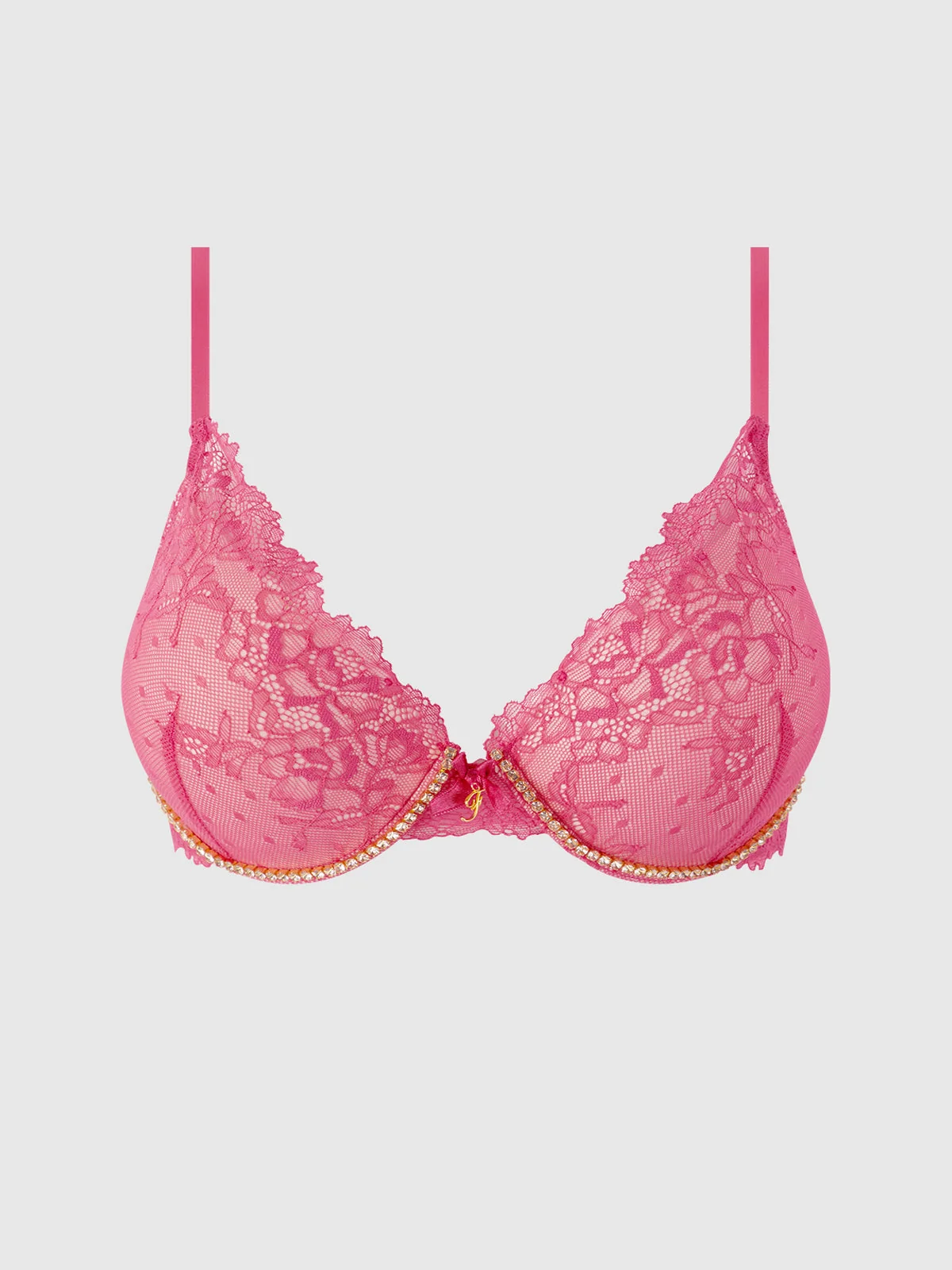 Elizabeth Lace and Rhinestone Push Up Demi Bra
