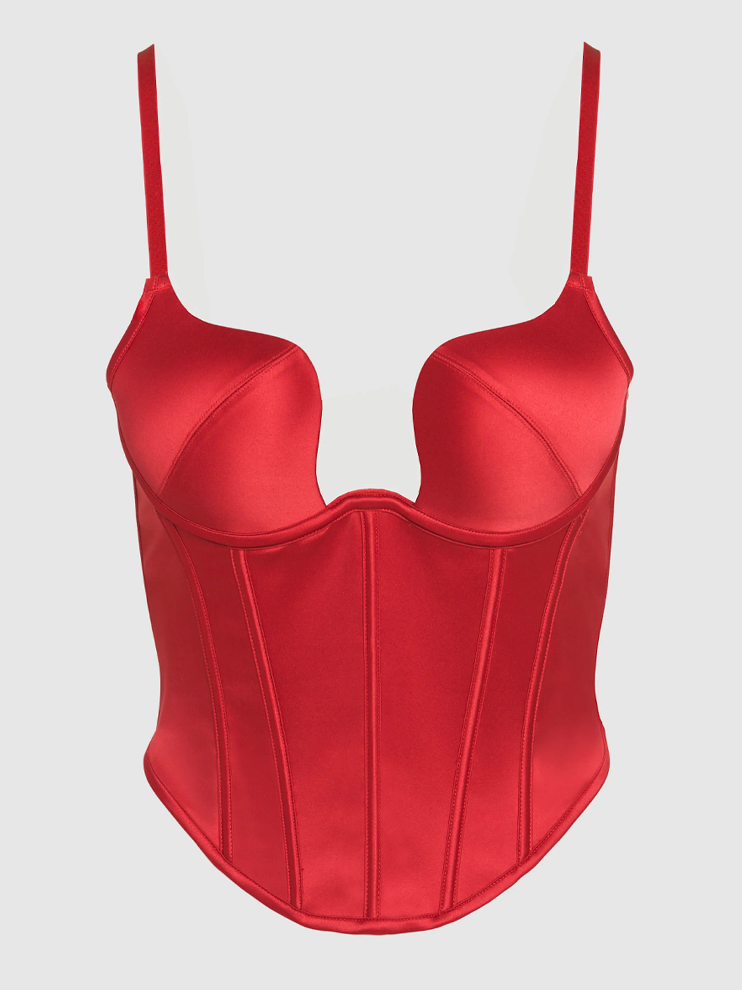 Petra Swirl Plunge Push Up Bustier in Crimson Red